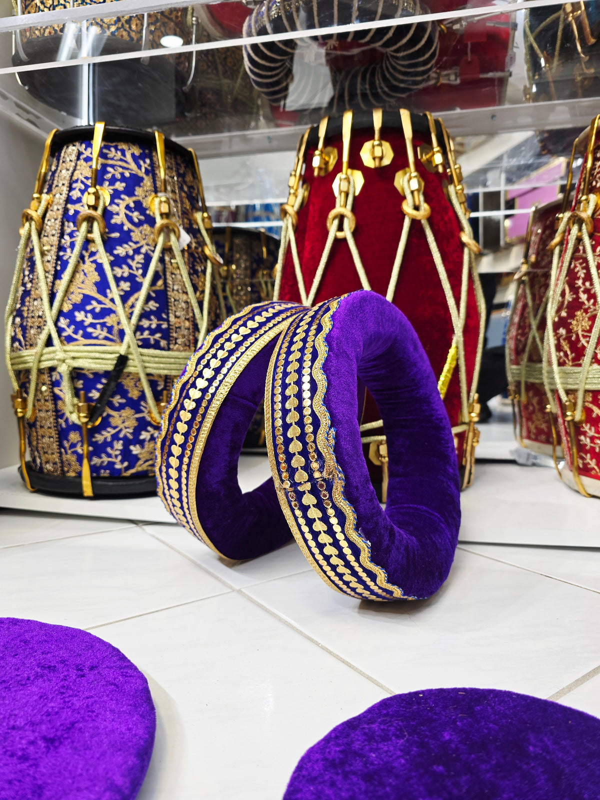 SvarAmethyst Performance Ring Set – Purple Velvet Tabla Rings with Gold Accents