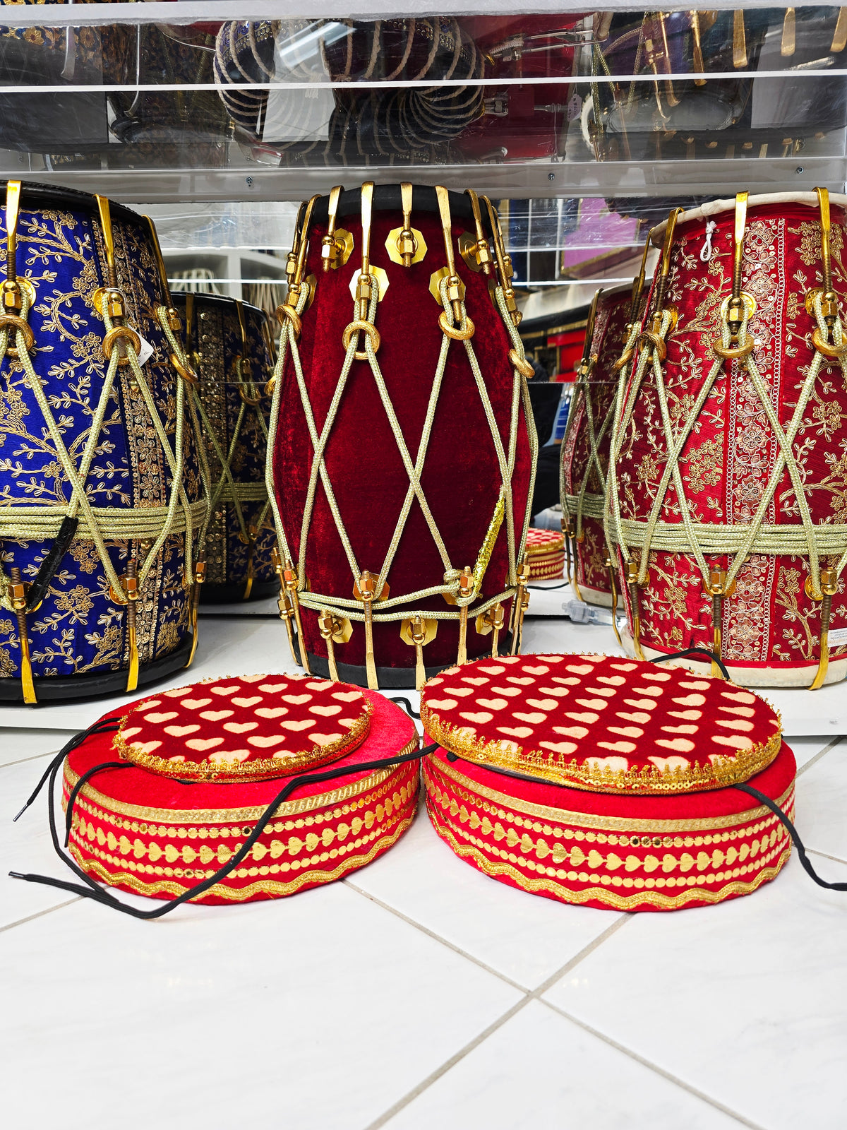 Maharaj Red Halo Ring Set – Premium Tabla Rings & Covers