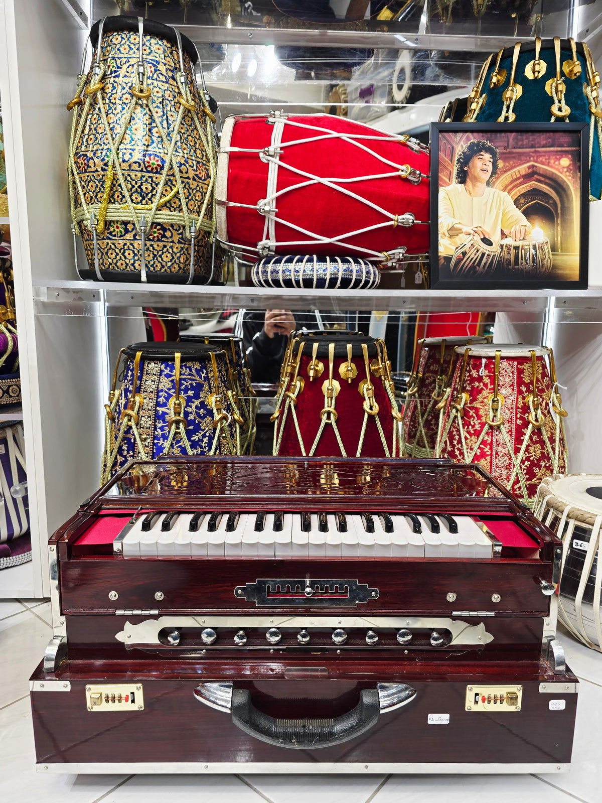 Ragini Gulab Traditional BMF Harmonium – 3-Reed | 9-Scale Changer – Cosmetic Cracks & Blemishes