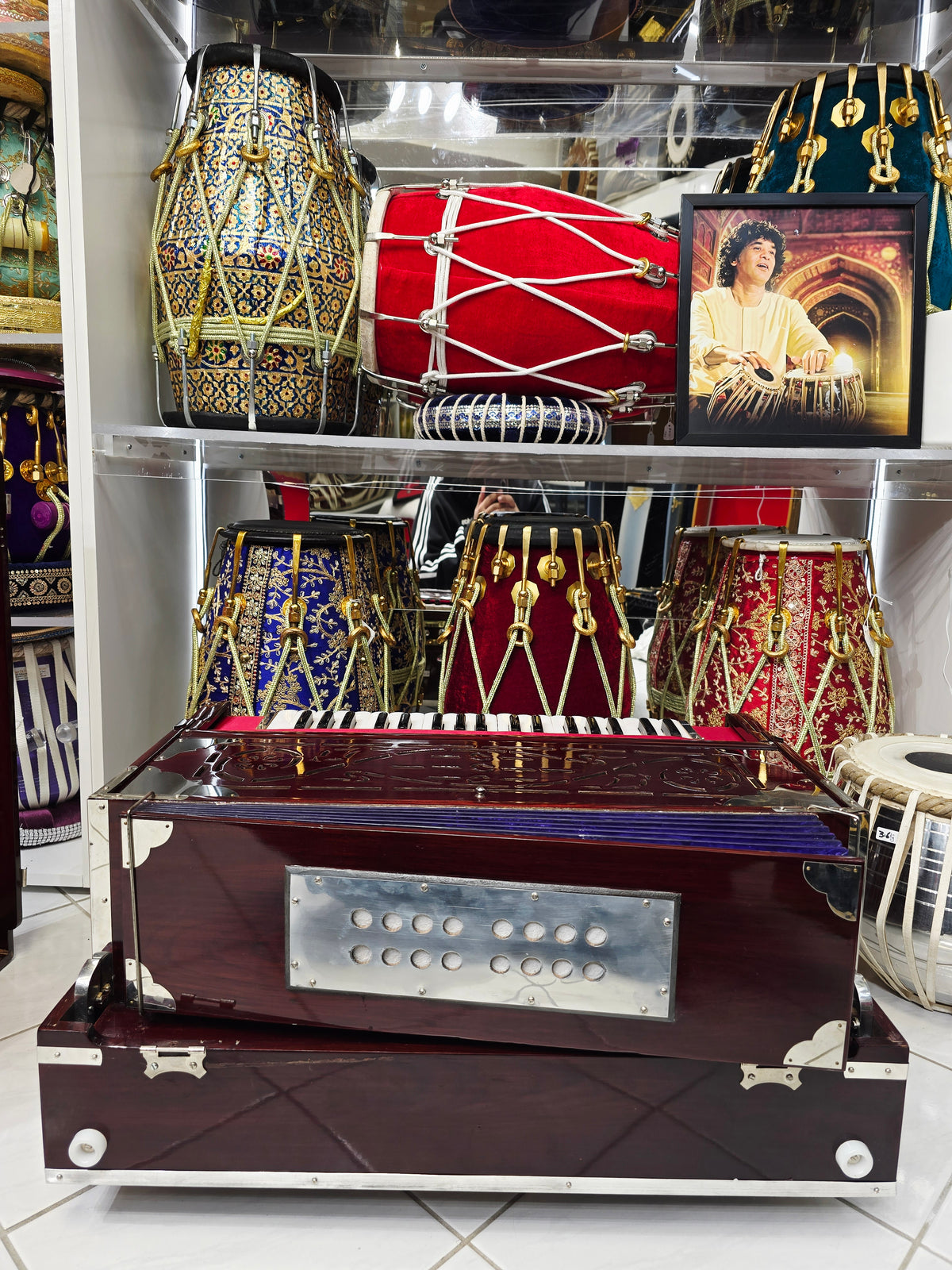 Ragini Gulab Traditional BMF Harmonium – 3-Reed | 9-Scale Changer – Cosmetic Cracks & Blemishes