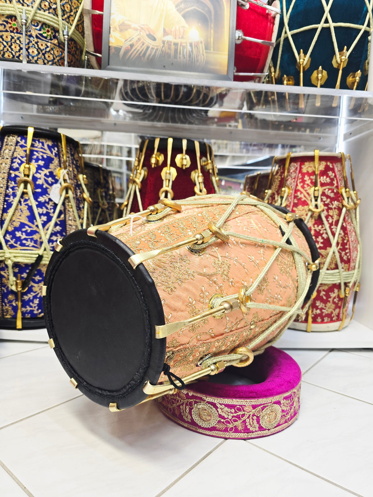 Kesar Saaj Royale — Sherwani-Wrapped Red Sheesham Dholak (20", 19.8 lbs) *Exceptional Tone