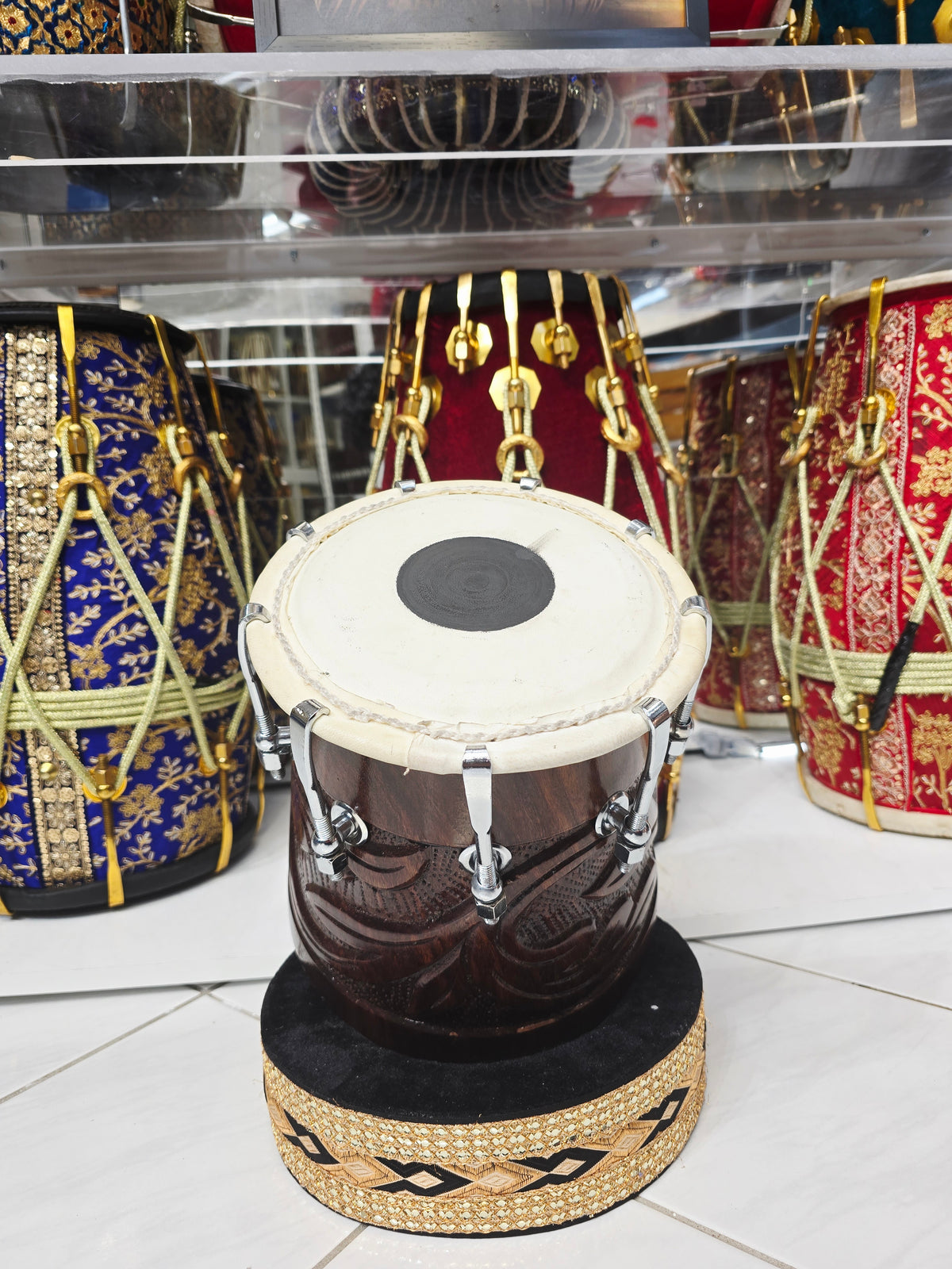 Rakta Laya™ Red Sheesham Half Dholki — 6.5″ Head | Compact Folk Tone