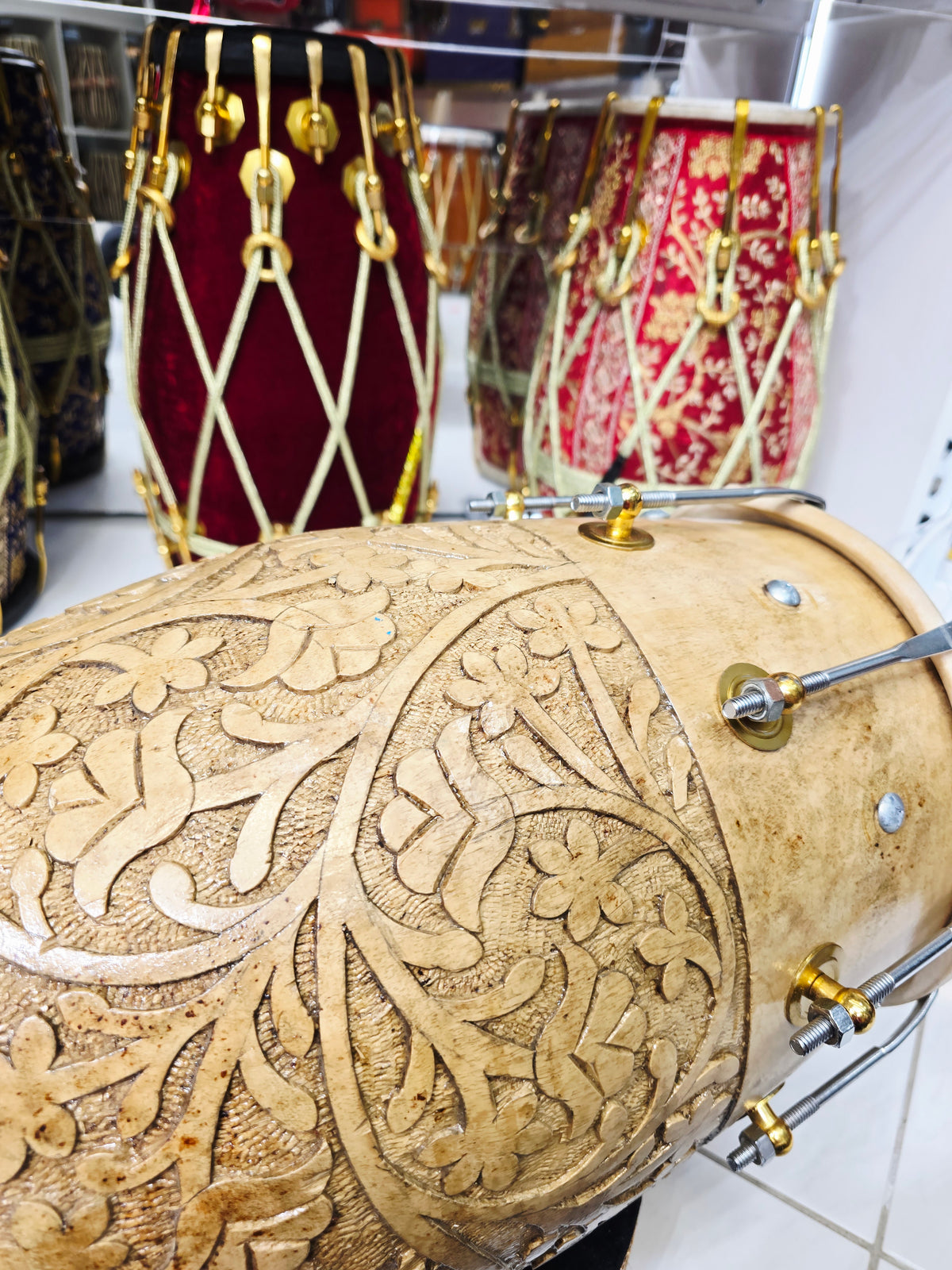 Golden Blossom Rhapsody: The Bollywood Floral Haven Dholak