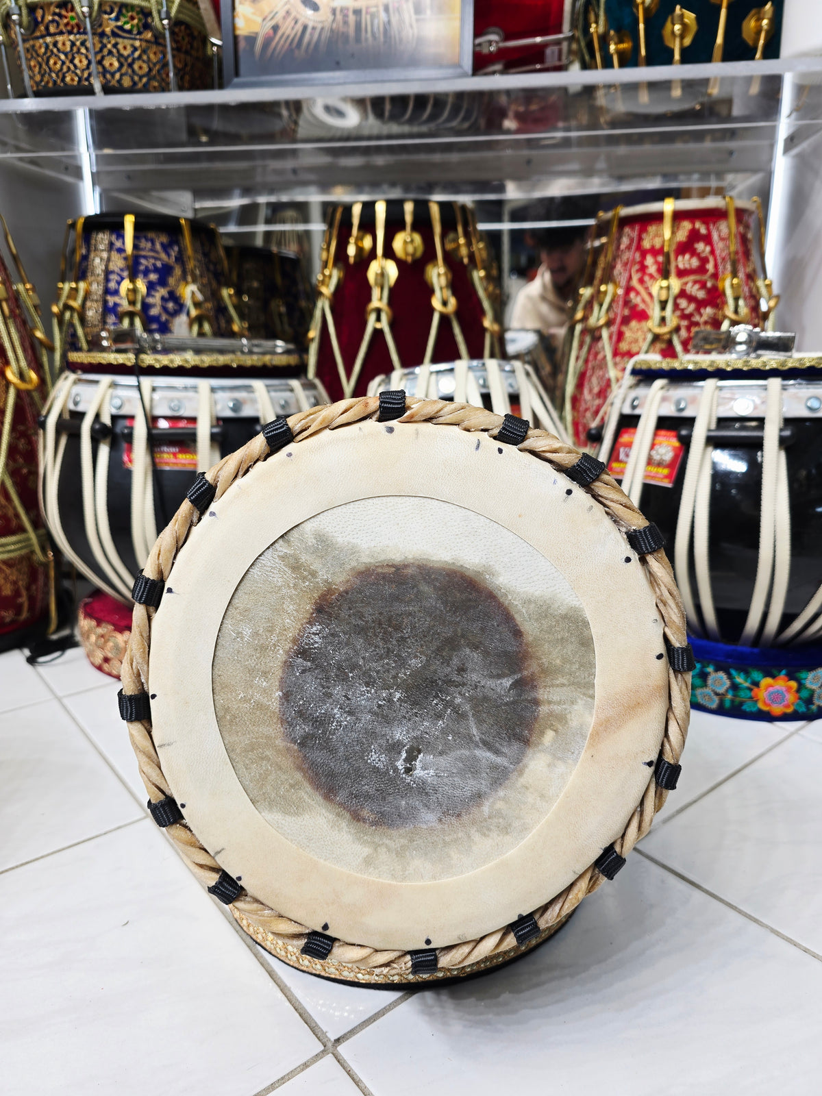Custom Link for Bruce: KalaDhav™ Black-Finish Dhamma + Encarved Closed-Tone Half Dholak + Shipping