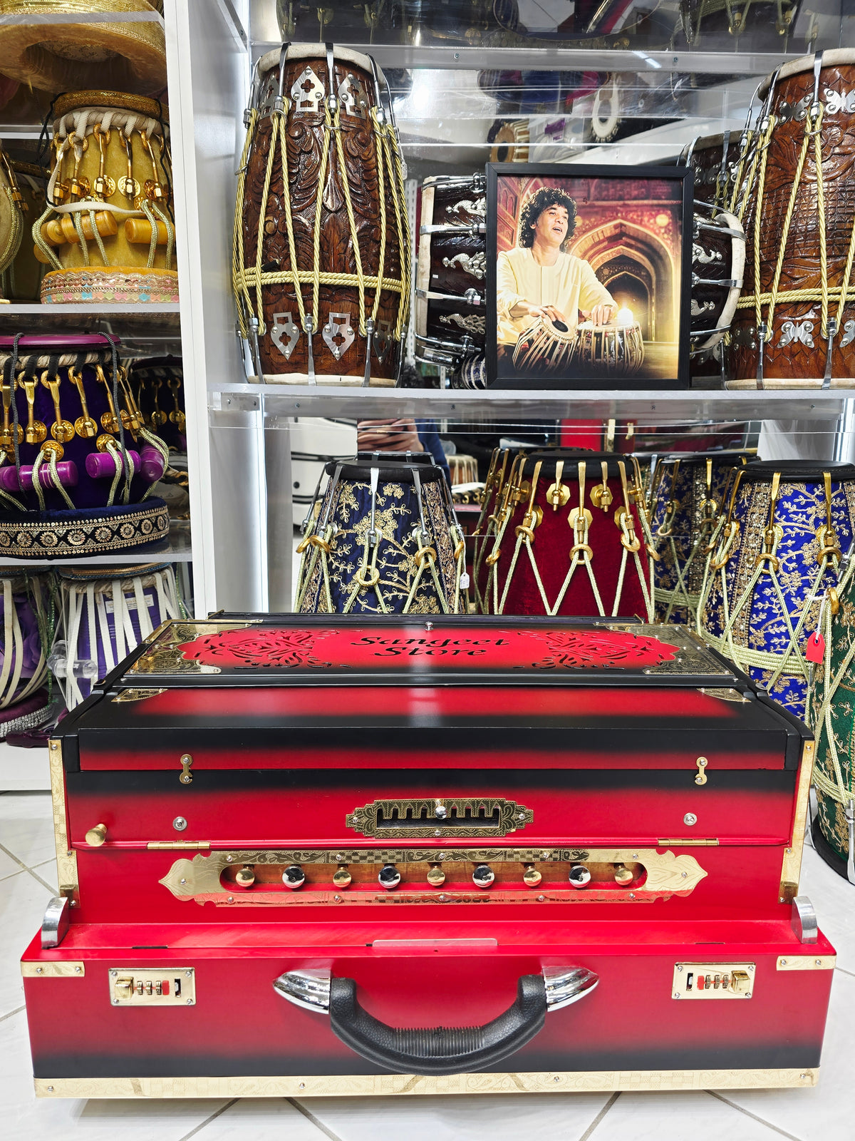 Agniraag Fusion™ Premium Scale-Changer Harmonium — 3-Reed BMF | 9-Scale | Red German-Style Keys
