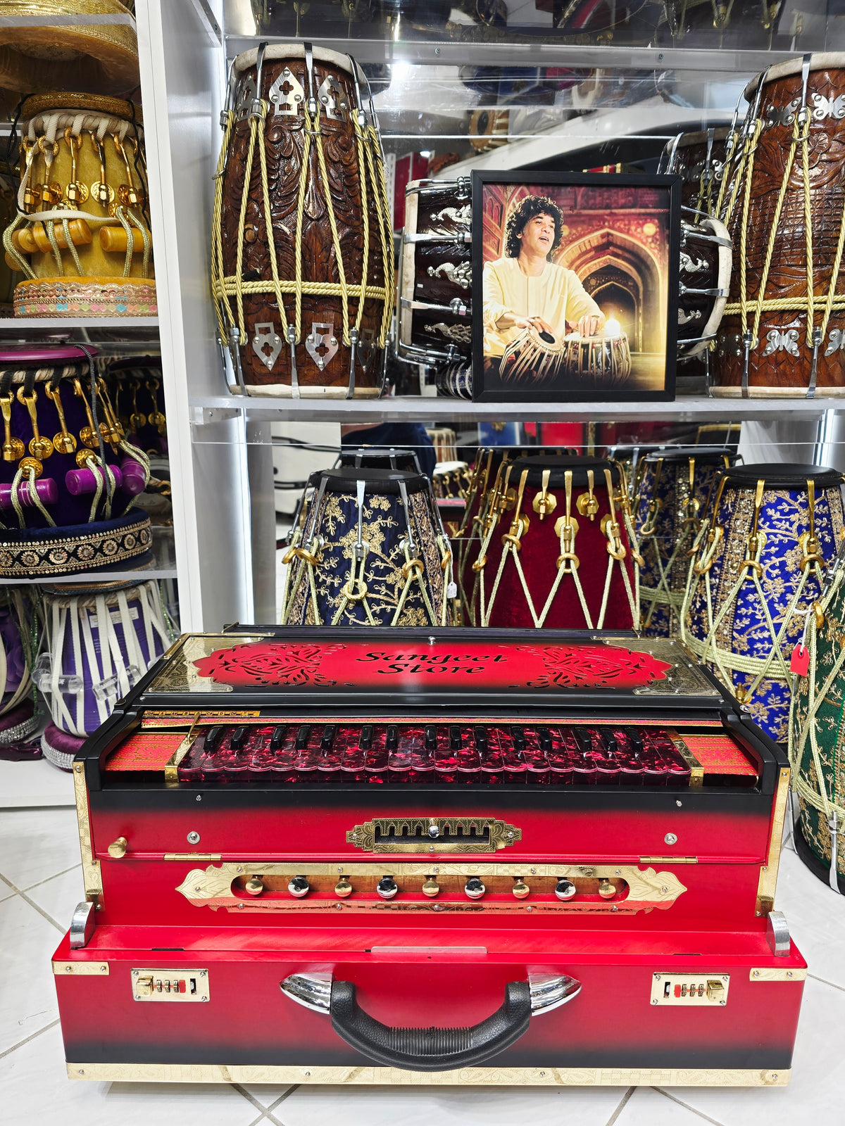 Agniraag Fusion™ Premium Scale-Changer Harmonium — 3-Reed BMF | 9-Scale | Red German-Style Keys