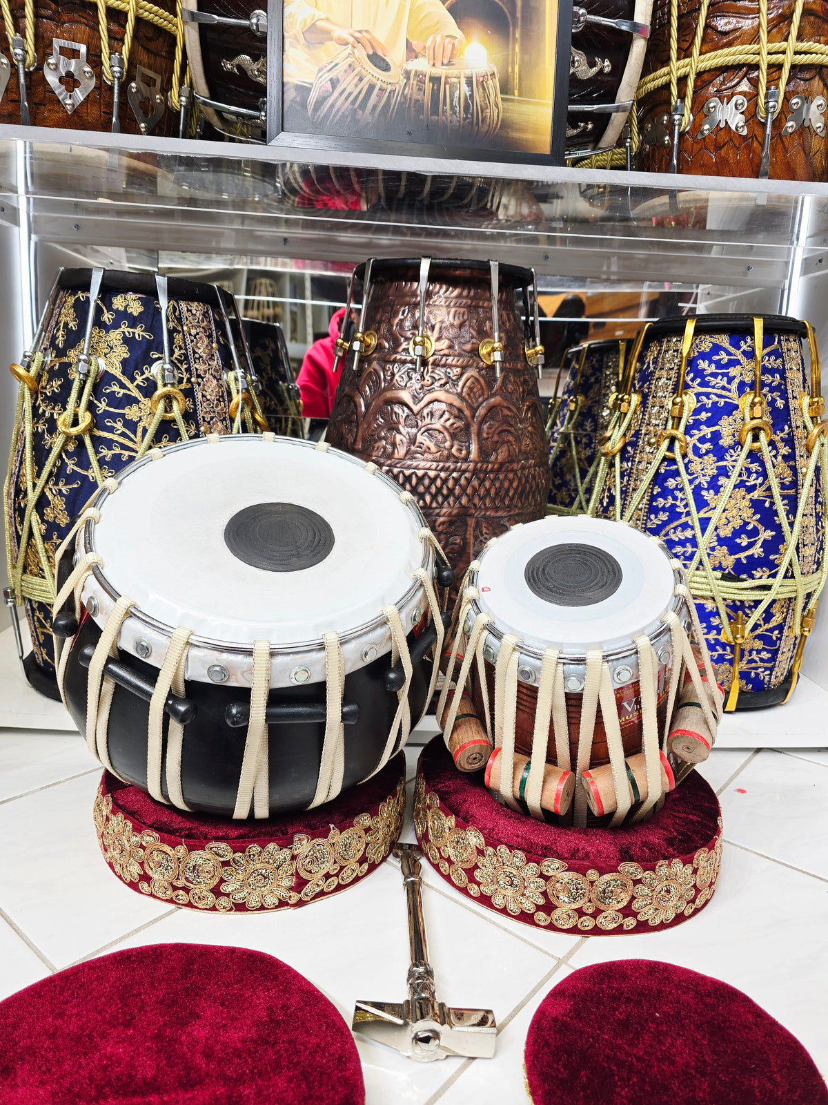 Shunya Red — 9″ Composite Engineered Shell Bayan & 5.75″ Red Sheesham D Vegan Tabla Set *Very Minor Cosmetic Blemishes