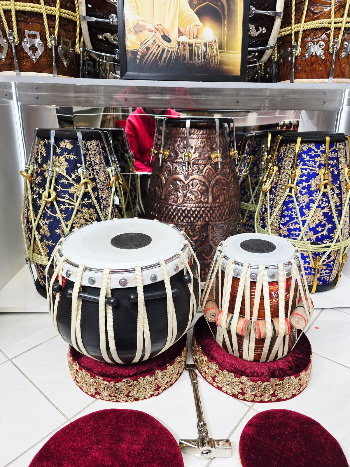 Shunya Red — 9″ Composite Engineered Shell Bayan & 5.75″ Red Sheesham D Vegan Tabla Set *Very Minor Cosmetic Blemishes