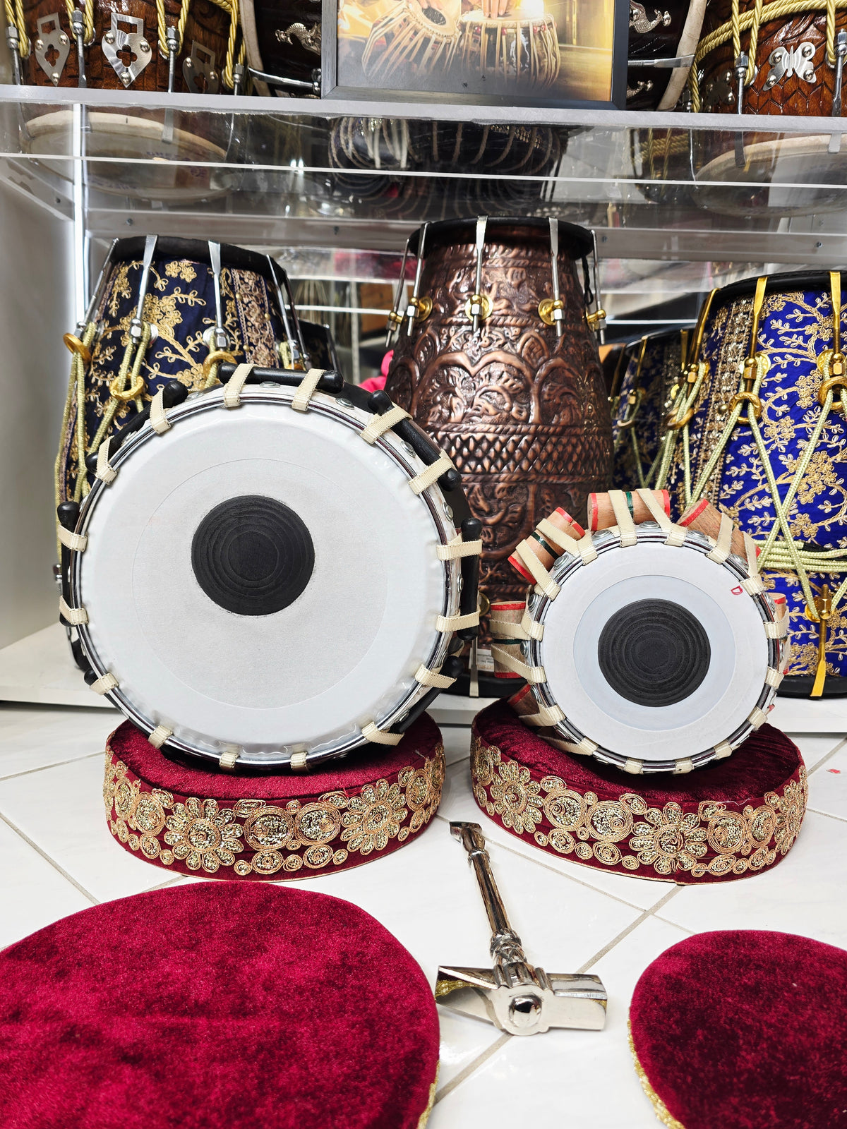 Shunya Red — 9″ Composite Engineered Shell Bayan & 5.75″ Red Sheesham D Vegan Tabla Set *Very Minor Cosmetic Blemishes
