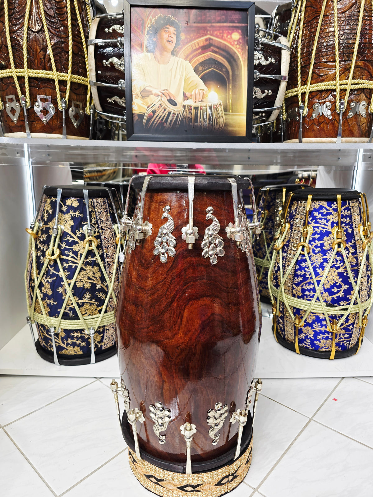 IRONWAVE — 17.2 lb Red Sheesham Glossy-Finish Dholak with Black Skins & Chrome Bolts (Exceptional Tone) *Very Minor Cosmetic Blemishes