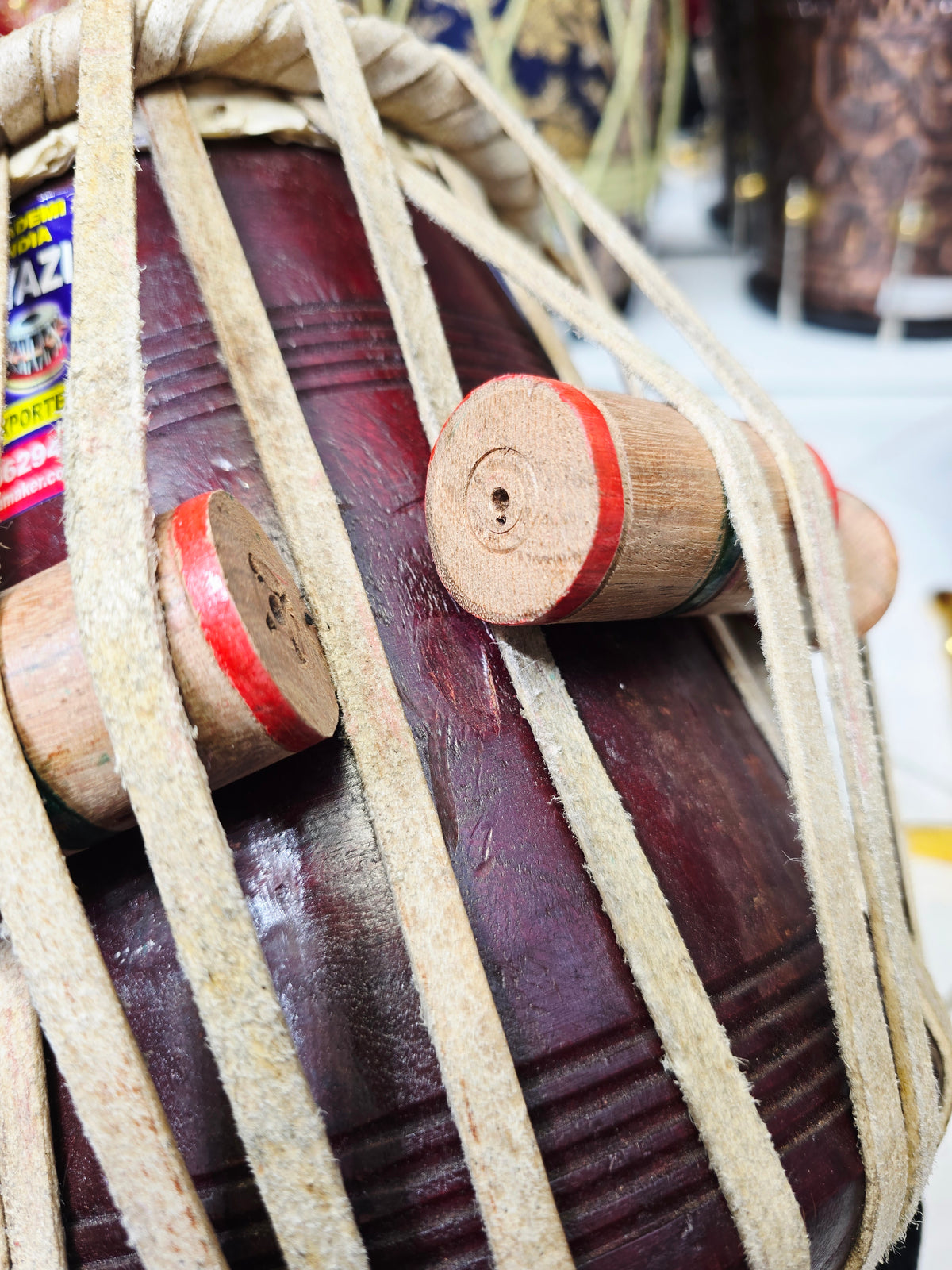 COPPER ANCHOR — Sharif 9.25″ Copper Bayan (4.5 kg) & Qasim 5.5″ Red Sheesham Dayan (E/F/F# Scale) Tabla Set