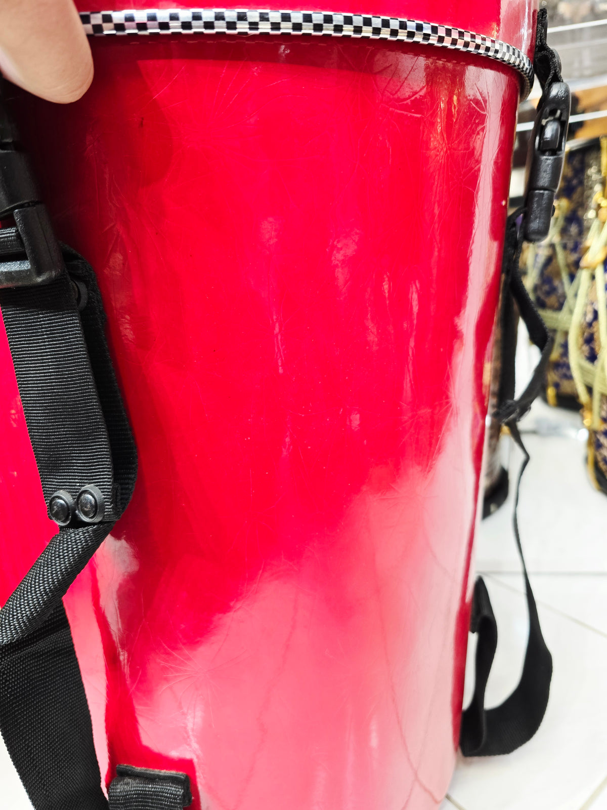SCARLET VAULT — Dholak Hard Case (Cosmetic Blemishes · 4 Buckles · Dual Handles) (For Dholaks 18" & Under)