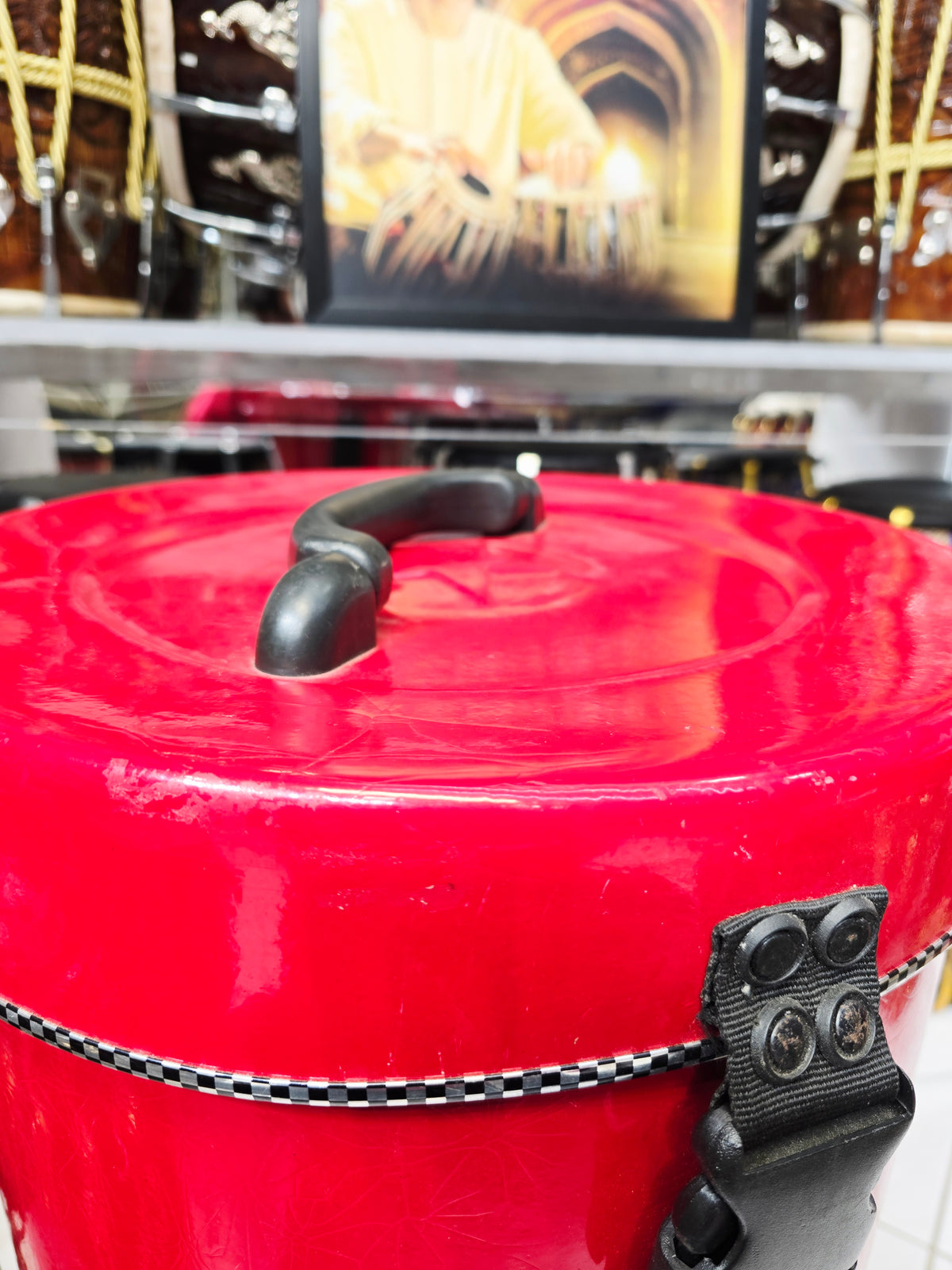 SCARLET VAULT — Dholak Hard Case (Cosmetic Blemishes · 4 Buckles · Dual Handles) (For Dholaks 18" & Under)