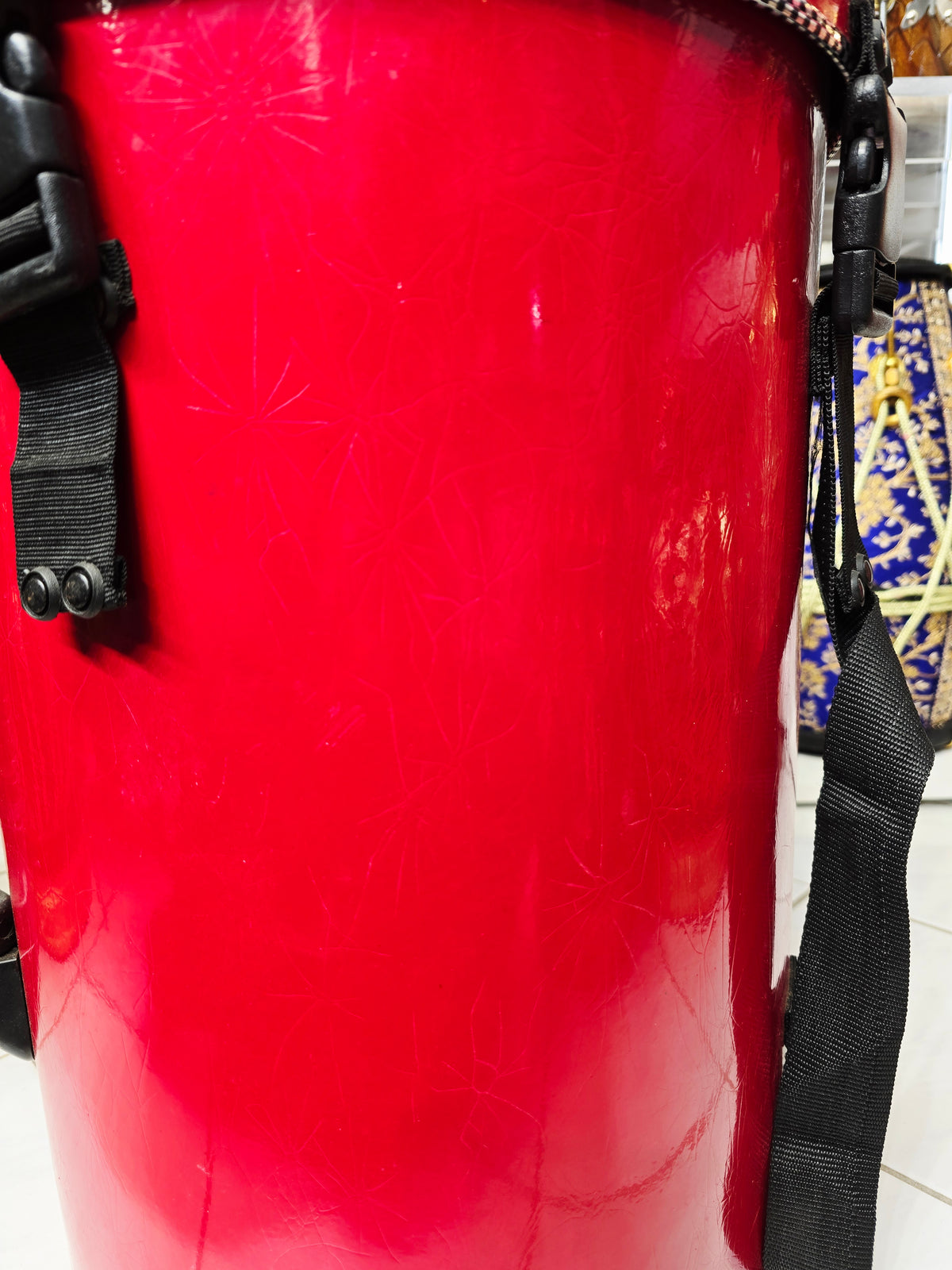 SCARLET VAULT — Dholak Hard Case (Cosmetic Blemishes · 4 Buckles · Dual Handles) (For Dholaks 18" & Under)