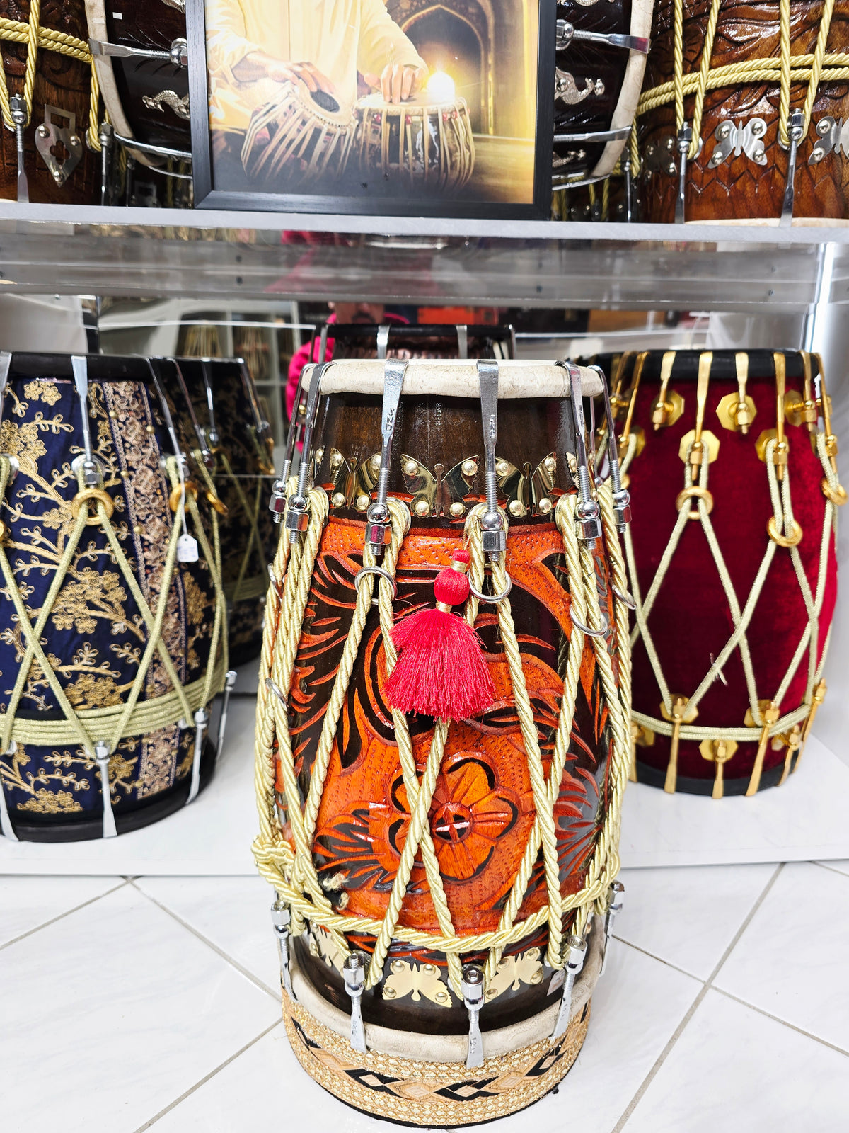 RAKHTA — 18" Encarved Red Sheesham Performance Dholak