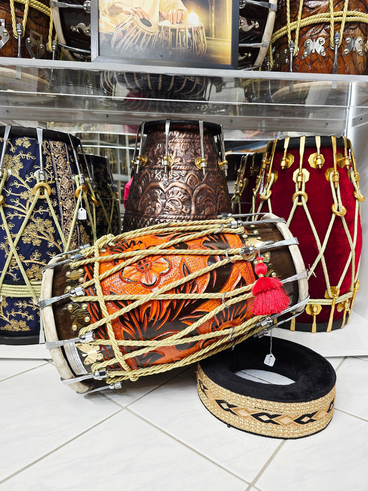 RAKHTA — 18" Encarved Red Sheesham Performance Dholak