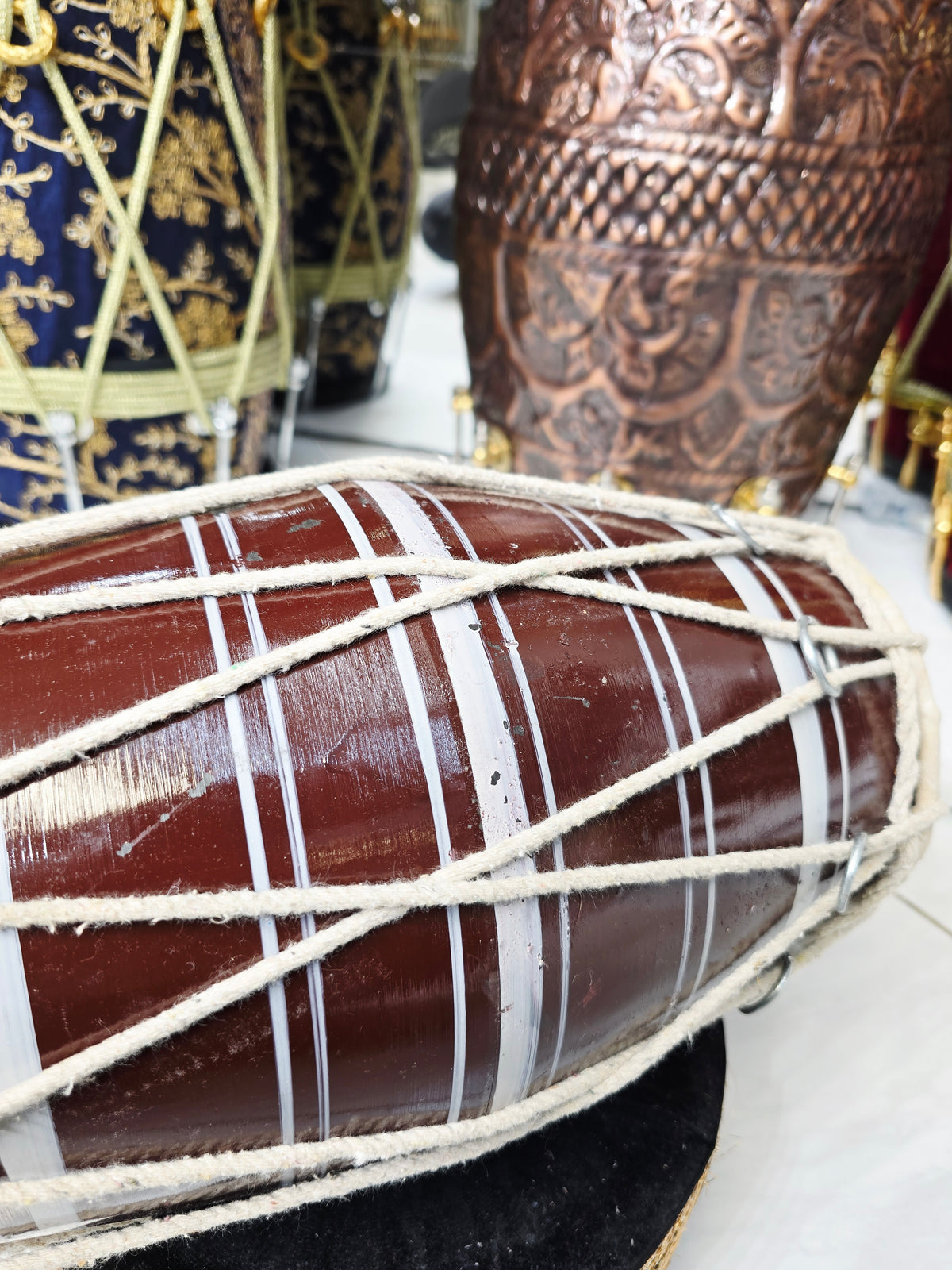 Brown with White Stripes Toddler Dholak (Cosmetic Blemishes)
