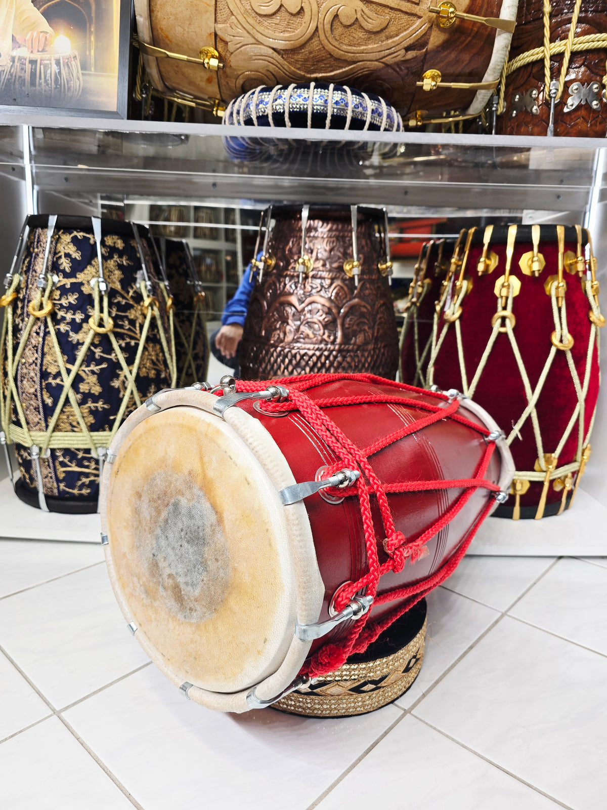 Rakta Dhvani™ — Pro Red Sheesham Dholak Minor Cosmetic Defects (Including a Couple Cosmetic Cracks)*