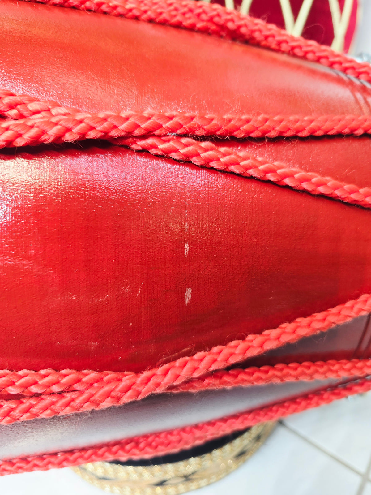 Rakta Dhvani™ — Pro Red Sheesham Dholak Minor Cosmetic Defects (Including a Couple Cosmetic Cracks)*