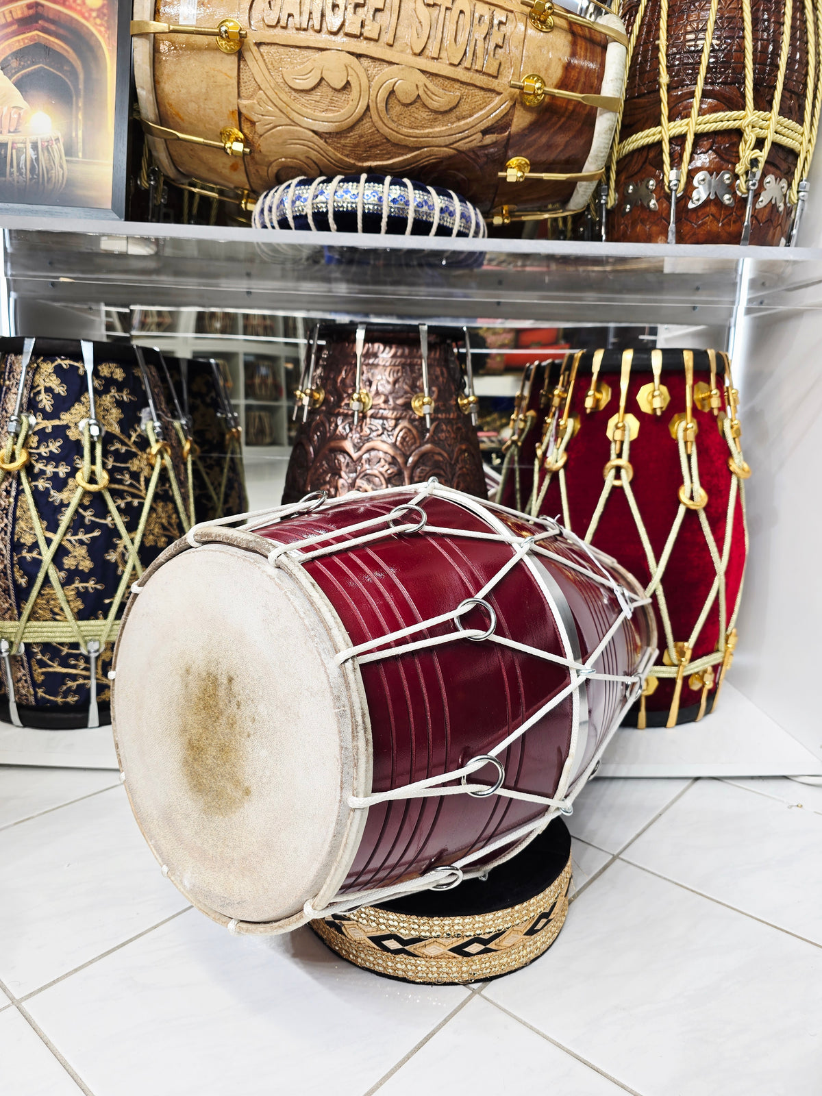 Carib Naad™ — 22.5" Trini Roped Mango Wood Dholak (17 lbs) *Very Minor Cosmetic Crack)