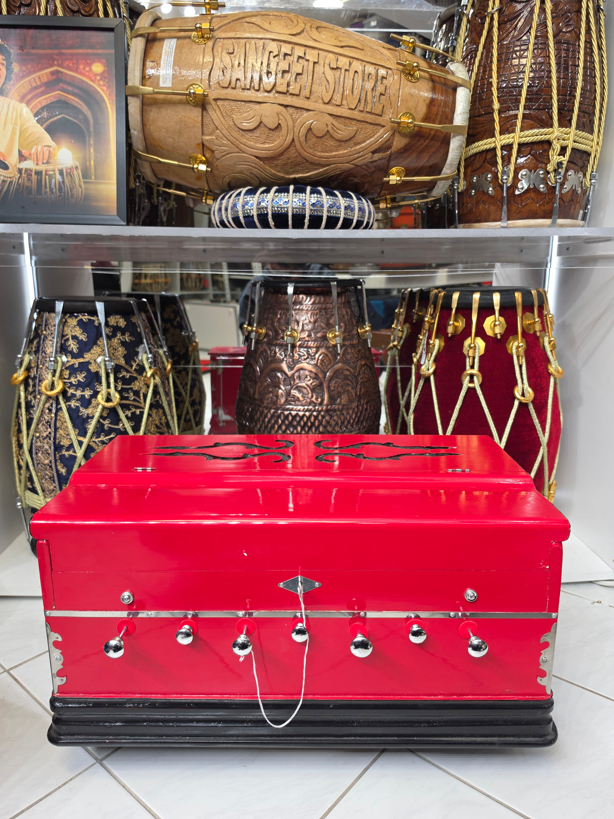 RagaFlare Red Pine Semi-Professional 39-Key Harmonium with Coupler (Minor Cosmetic Defects)