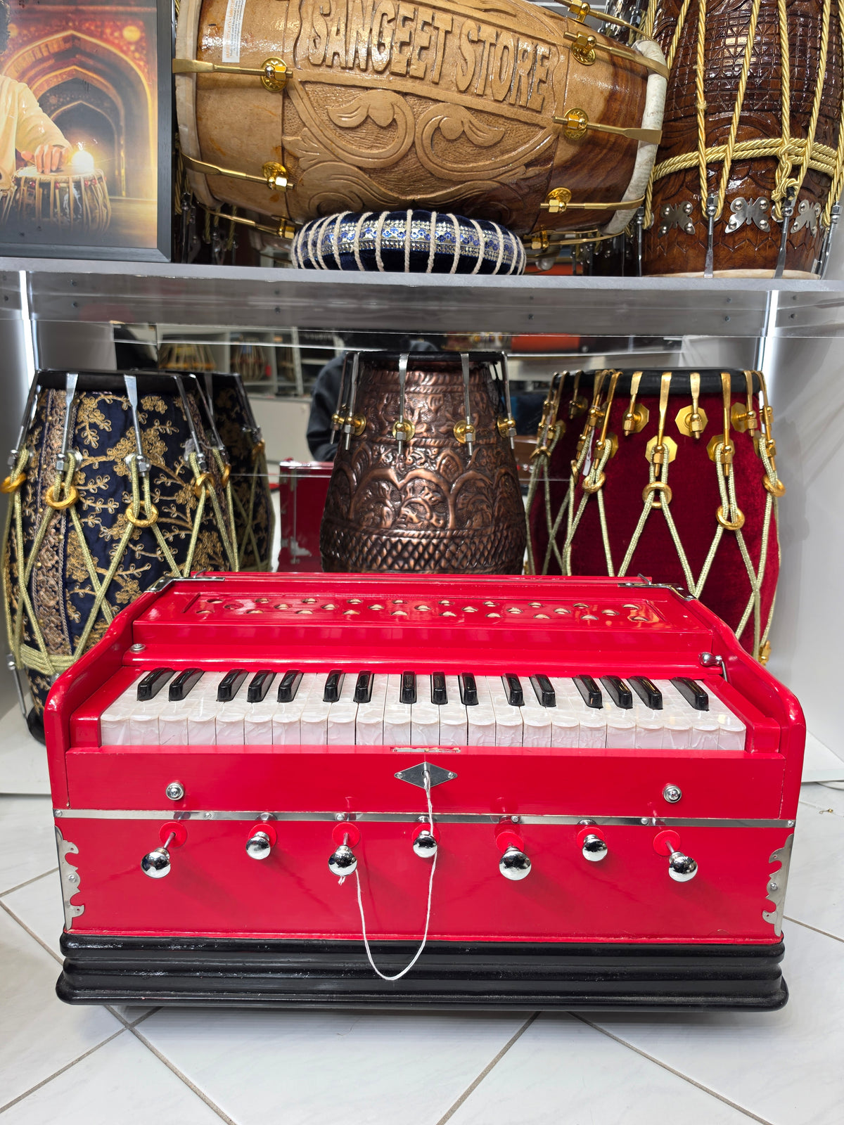 RagaFlare Red Pine Semi-Professional 39-Key Harmonium with Coupler (Minor Cosmetic Defects)