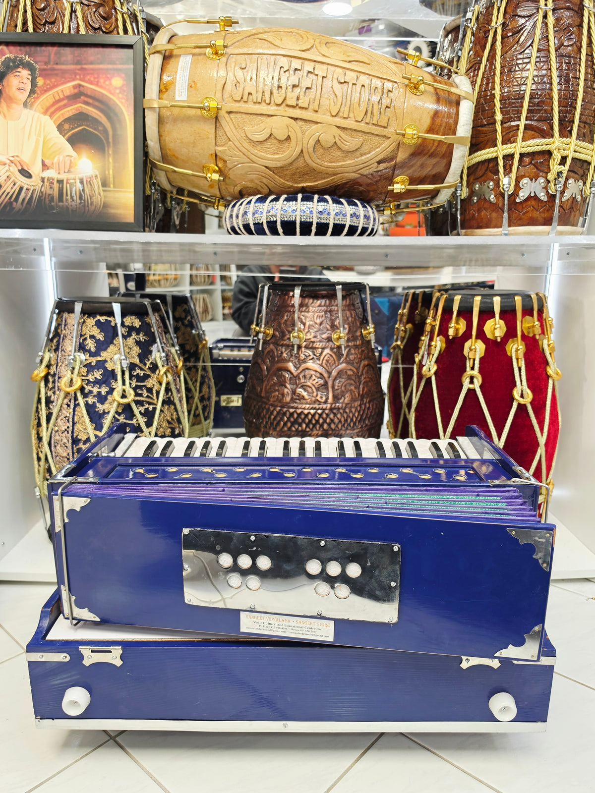 AzureVoyage Blue Professional 42-Key Traveller Harmonium with Coupler (Minor Cosmetic Blemishes)