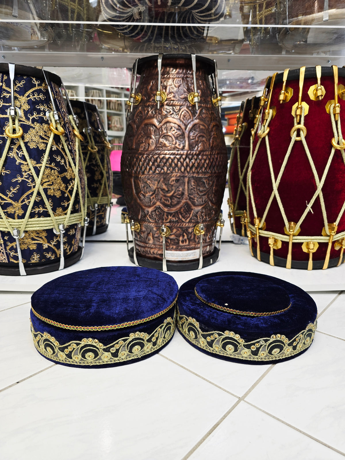 Shahi Aasan Set — Premium Velvet Tabla Rings & Covers (Minor Cosmetic Defects)