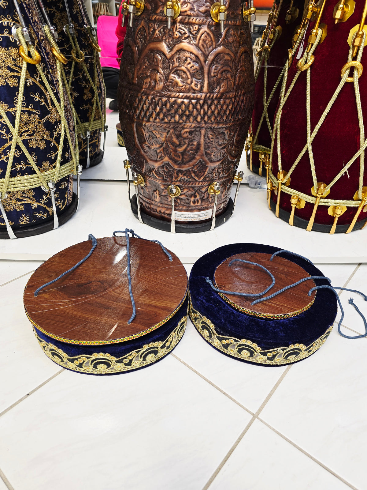 Shahi Aasan Set — Premium Velvet Tabla Rings & Covers (Minor Cosmetic Defects)