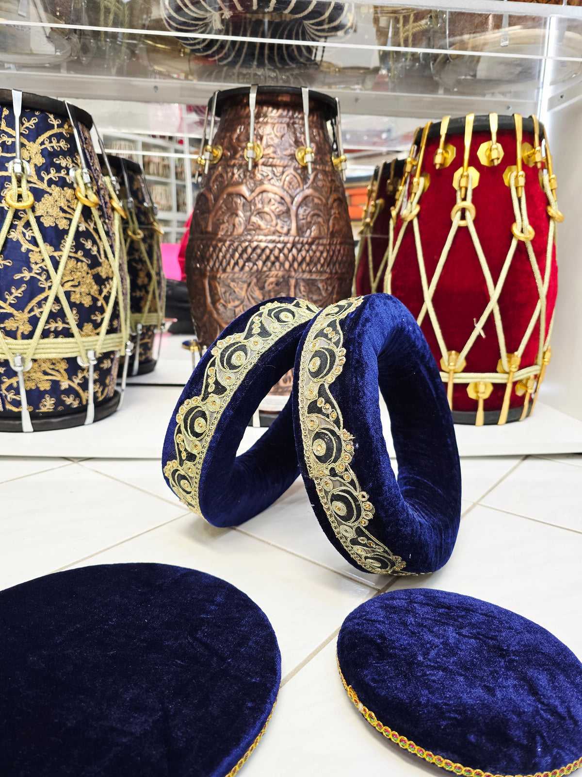 Shahi Aasan Set — Premium Velvet Tabla Rings & Covers (Minor Cosmetic Defects)