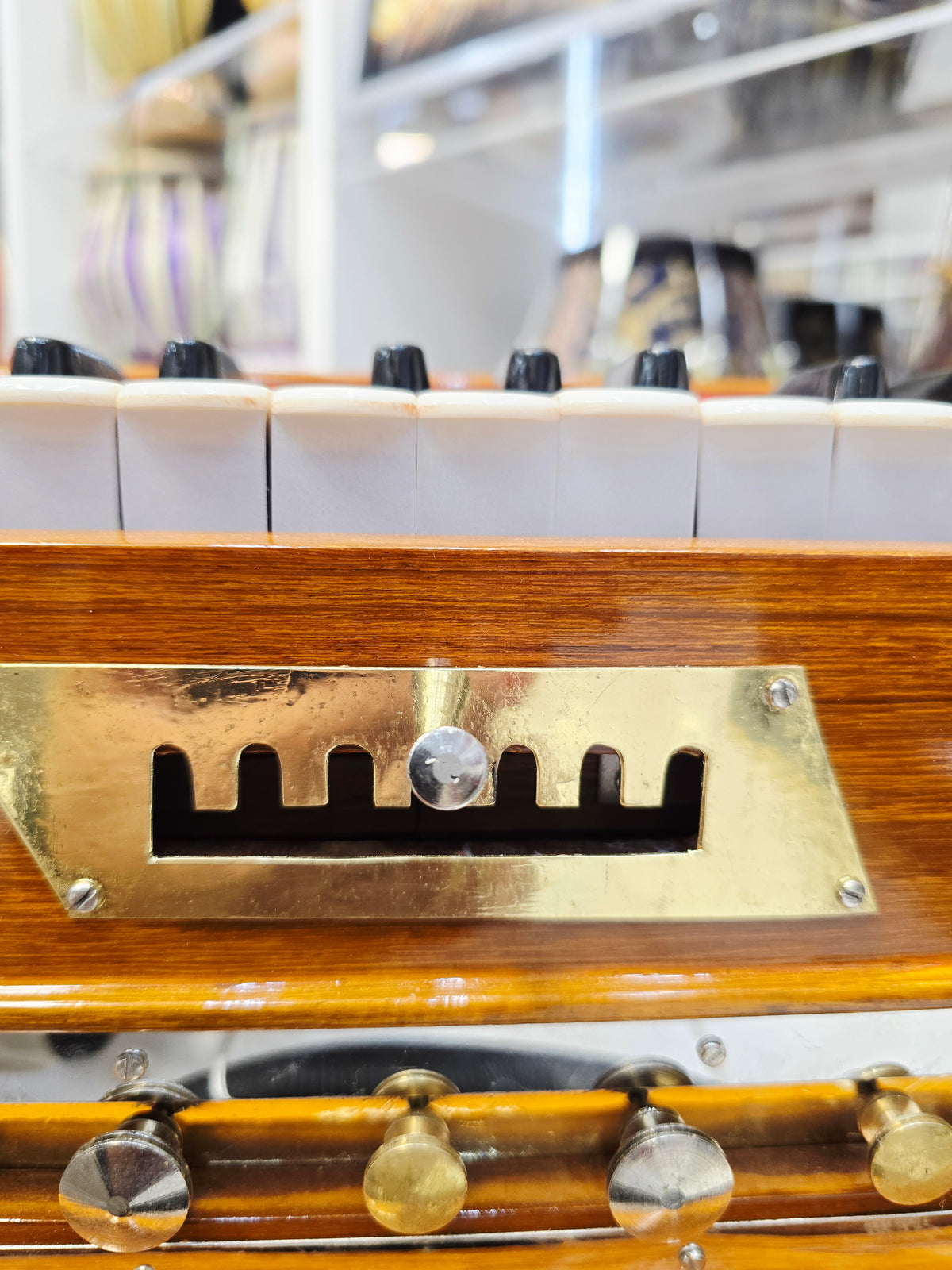Raga Tantri 2 Reed Bass Male 7 Scale Changer Harmonium – Glossy Wooden Finish *Minor Cosmetic Blemishes