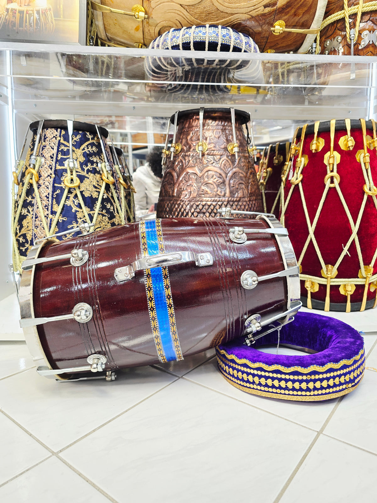RhythmCore Student Red Sheesham Dholak | 15 lbs | Classic Bolt-Tuned Build Minor Cosmetic Defects