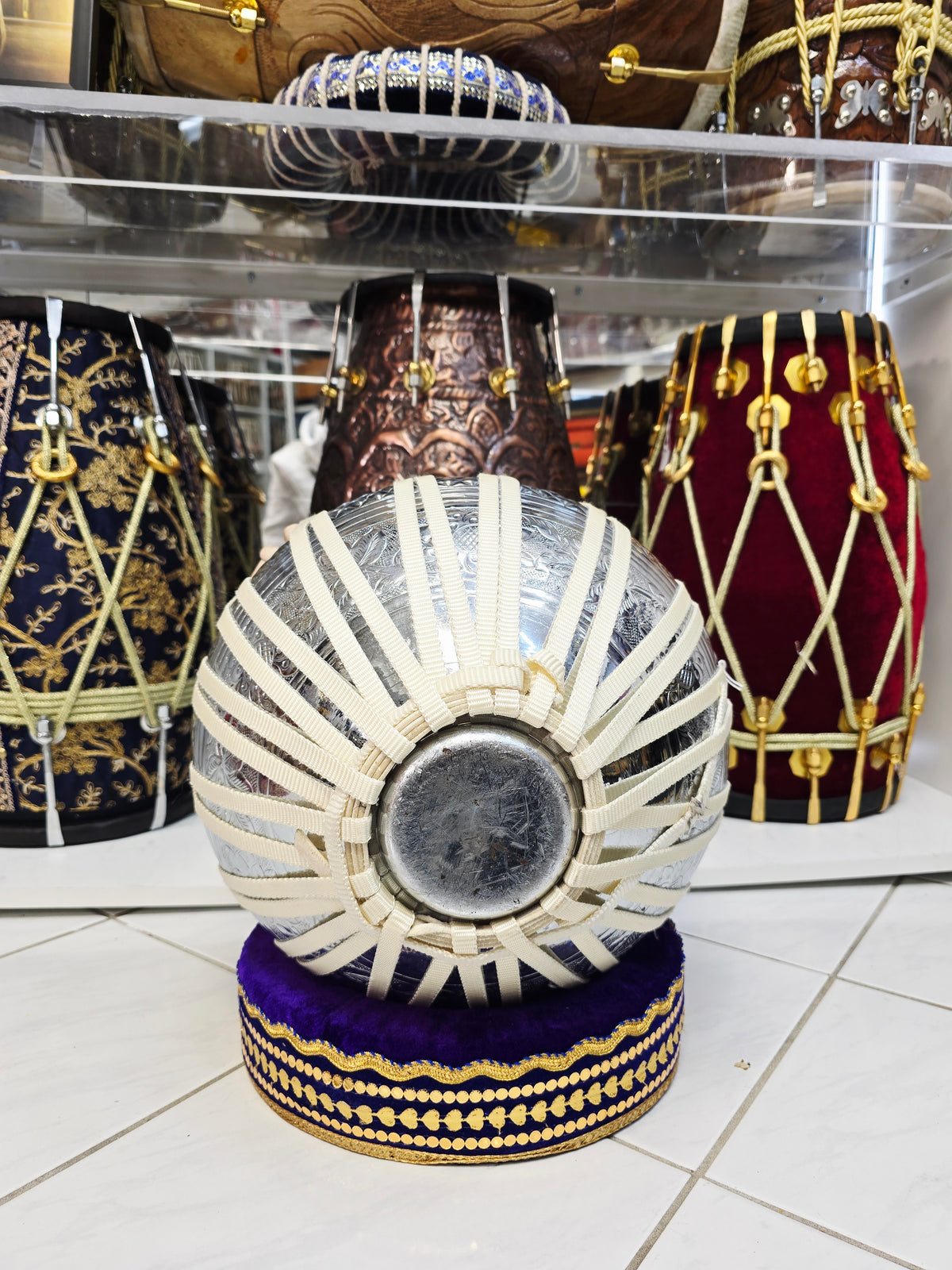 SwarPrakash 9.5" 4.6kg Silver Copper Bayan | Bharat Kakade Skin | Nylon-Strapped *Very Minor Cosmetic Colour Stain on Skin *Soft Feeling Skin