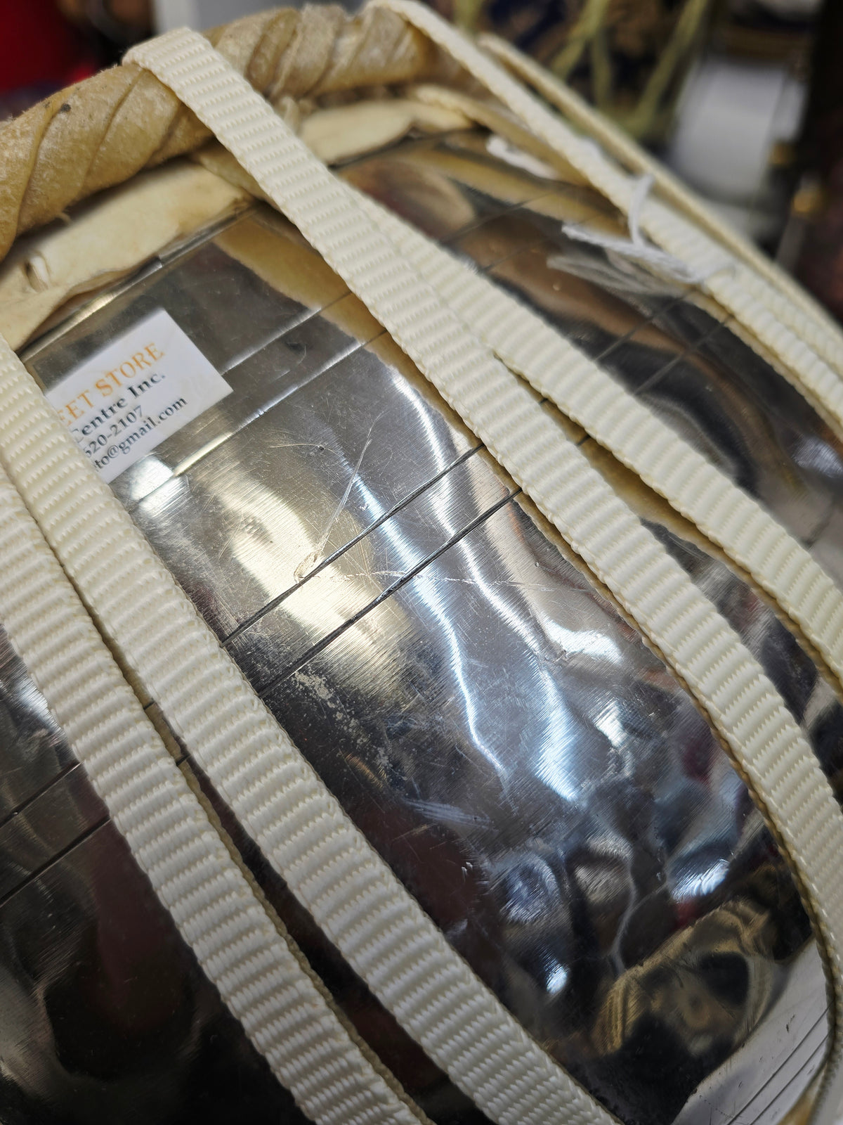 RaagDhara 9.25" 4.3kg Silver-Copper Bayan | Pro Somnath Skin | Nylon-Strapped | Lots of depth & resonance *Minor Cosmetic Blemishes