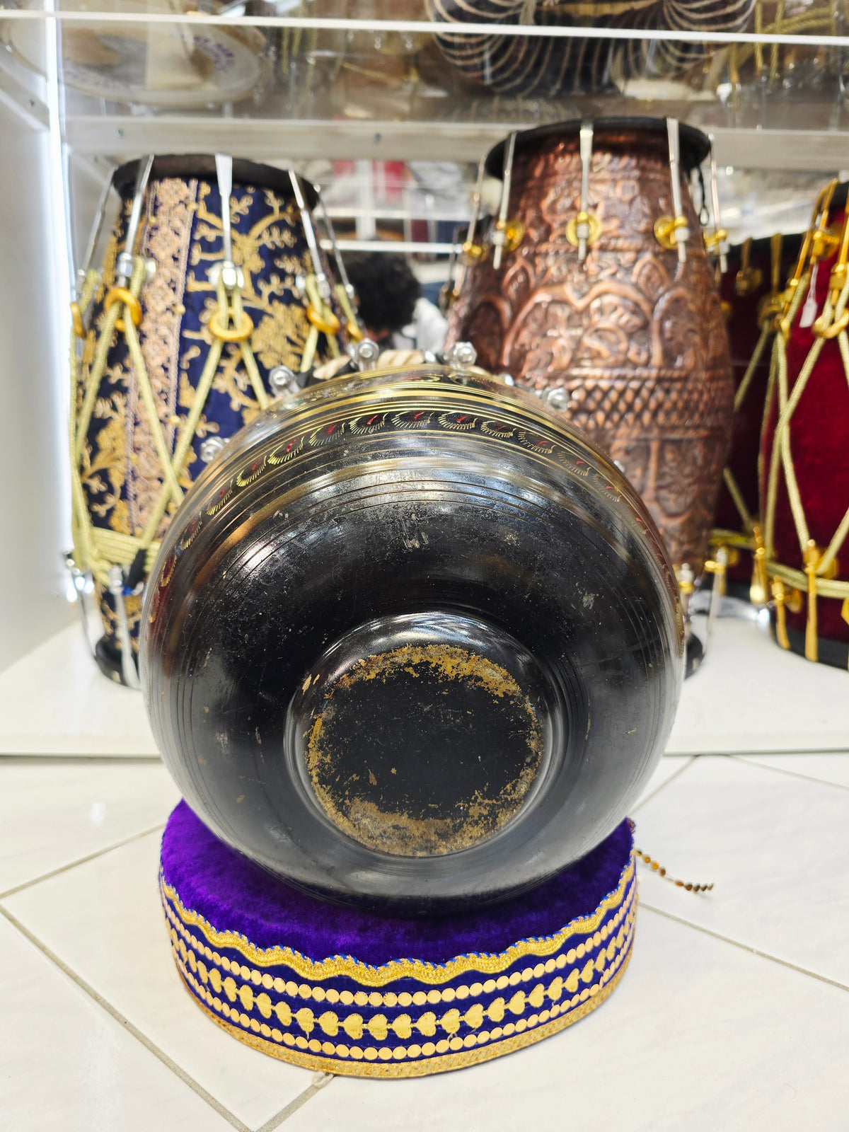 ZariKaal 9" Top x 13" Tall Engraved Black Designer Bolted Copper Dhamma *Atta (Masala can be applied if needed)