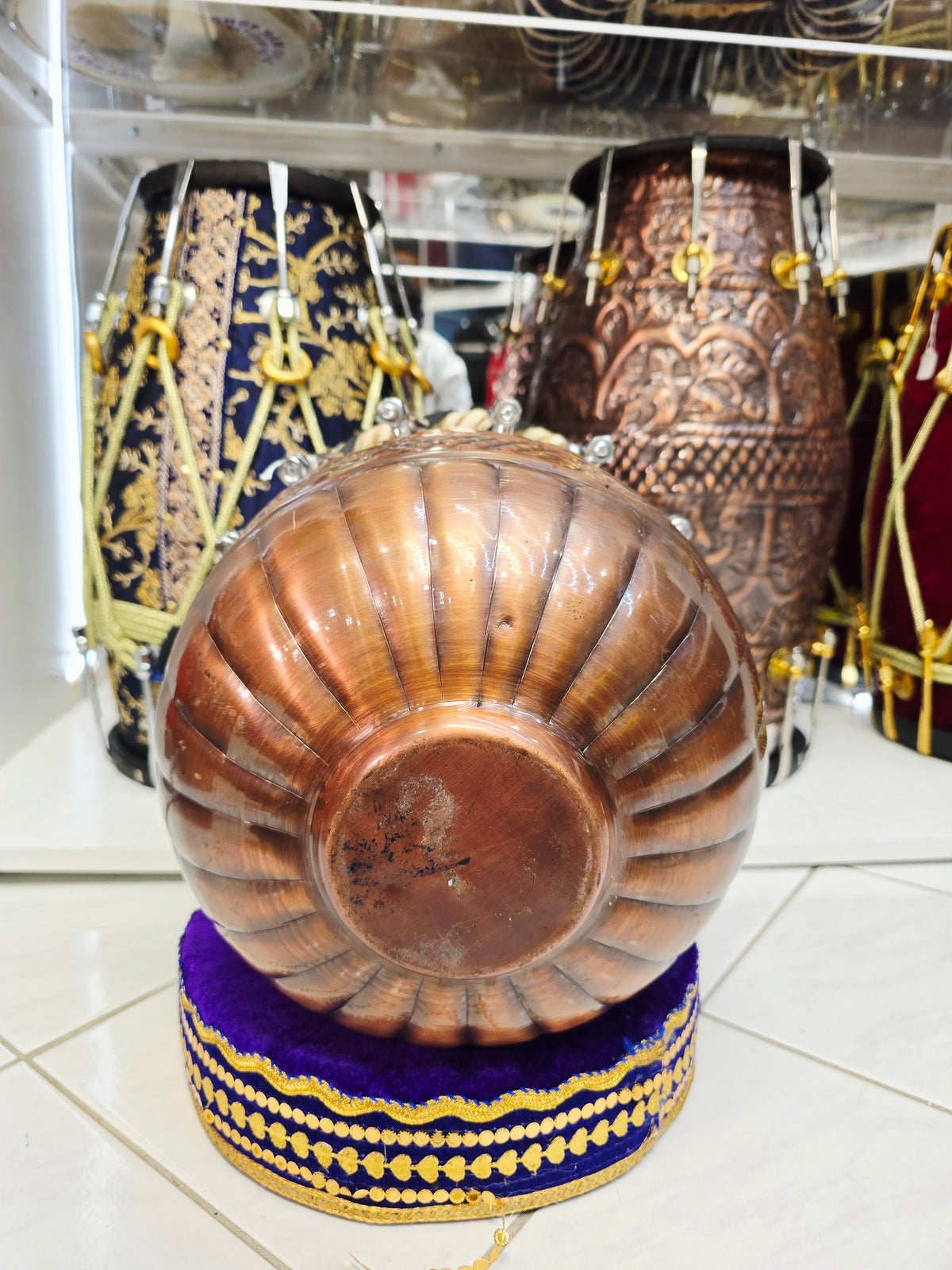 NaadViraas 9" Top x 13" Tall Engraved Bolted Antique Copper Dhamma *Atta (Masala can be applied if needed)