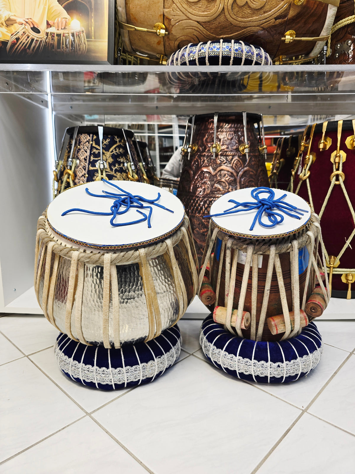 Svarion: 6" C/C# Red Sheesham Dayan + 9" Silver Copper Bayan Concert Tabla Set *Cosmetic Ghatta Marks