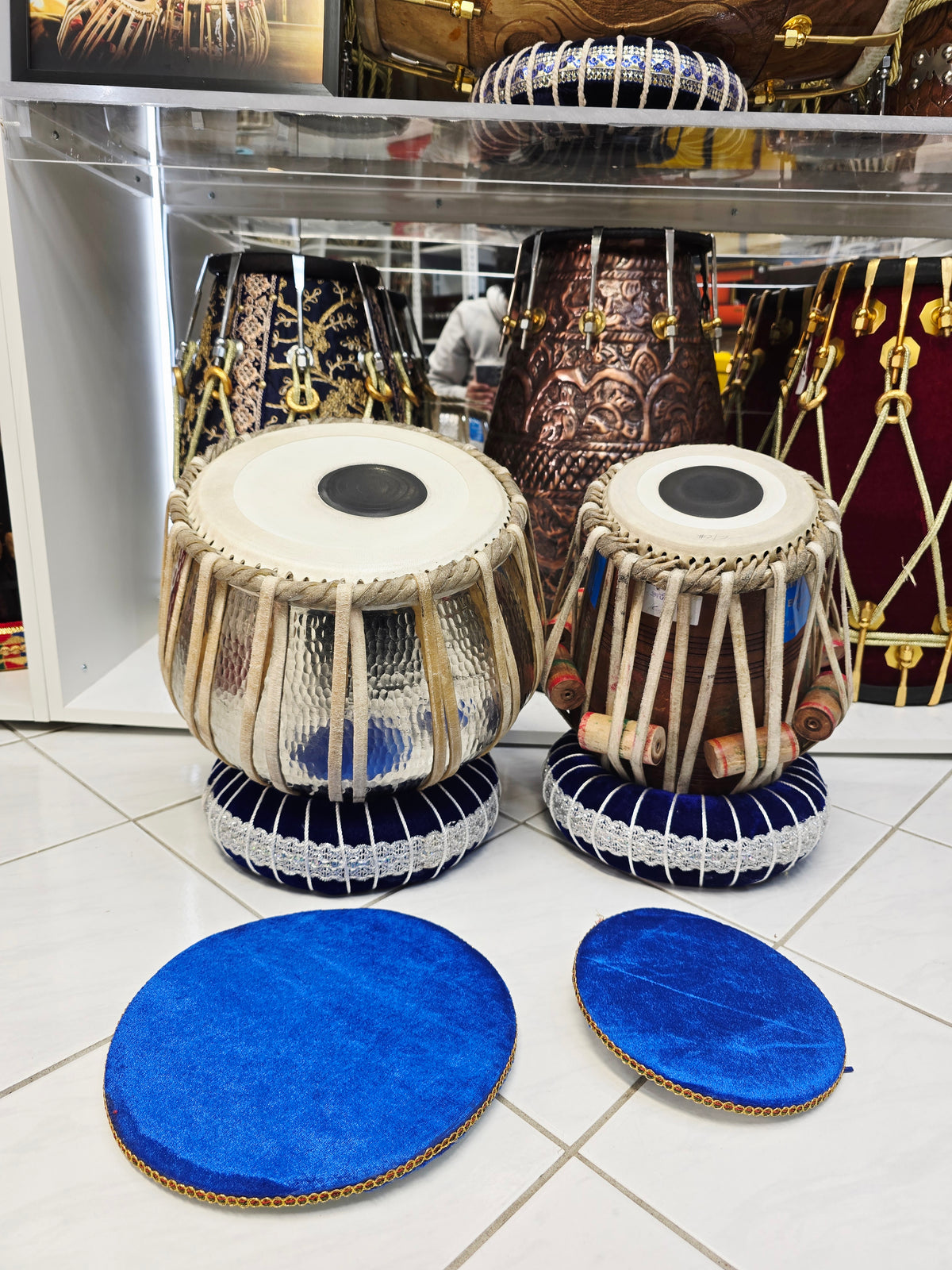 Svarion: 6" C/C# Red Sheesham Dayan + 9" Silver Copper Bayan Concert Tabla Set *Cosmetic Ghatta Marks