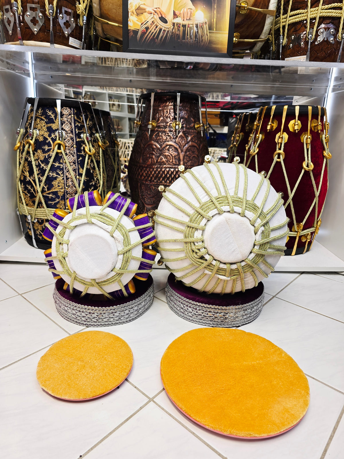 Custom White Velvet Tabla Set for Nick: Balance Link