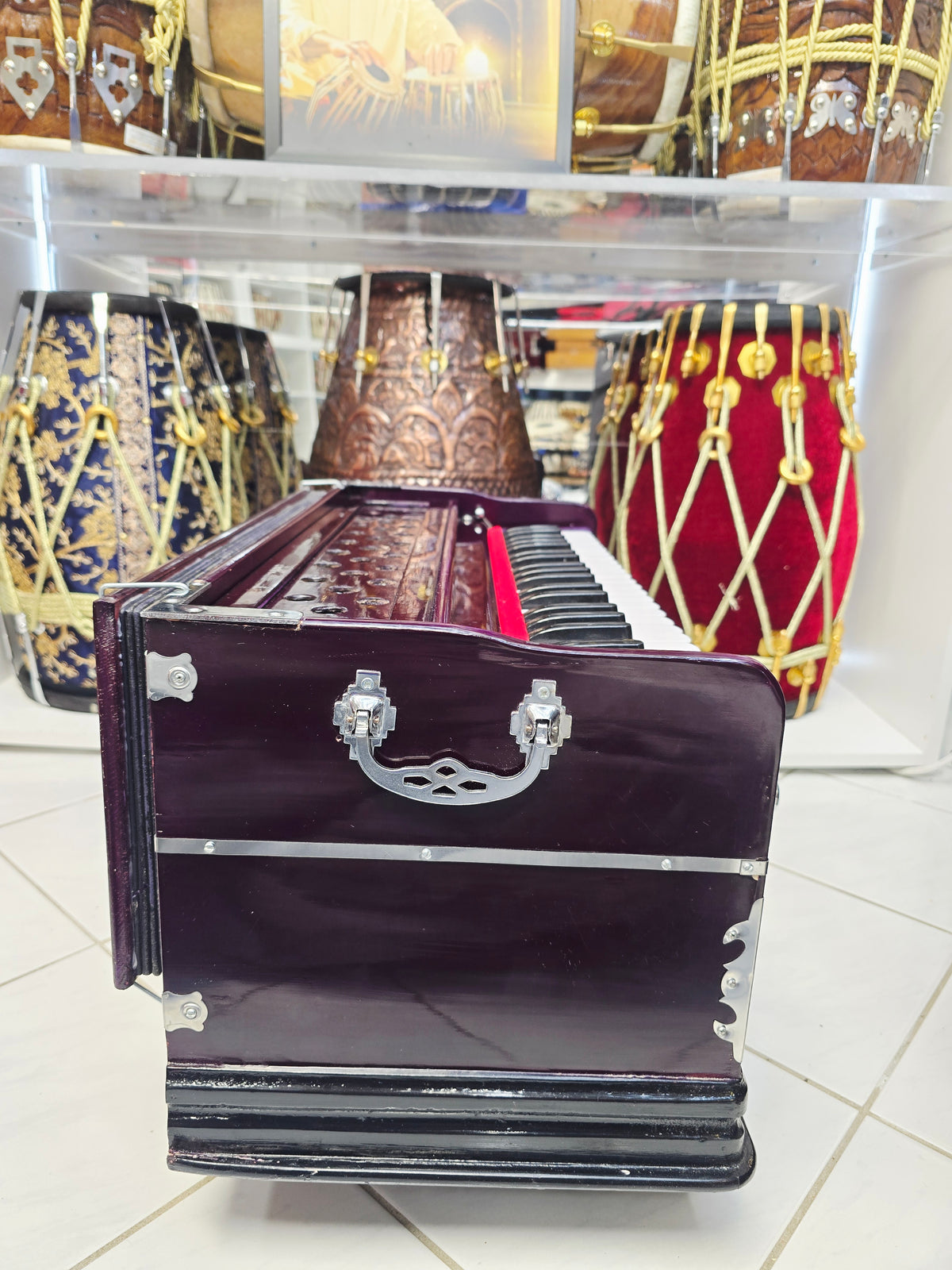 Surkriti™ Royale – 42-Key Professional Harmonium with Left-Hand Coupler, Komi Reeds & Deep Purple Gloss Finish*Minor Cosmetic Defects 10% Deposit Link for Sabrina