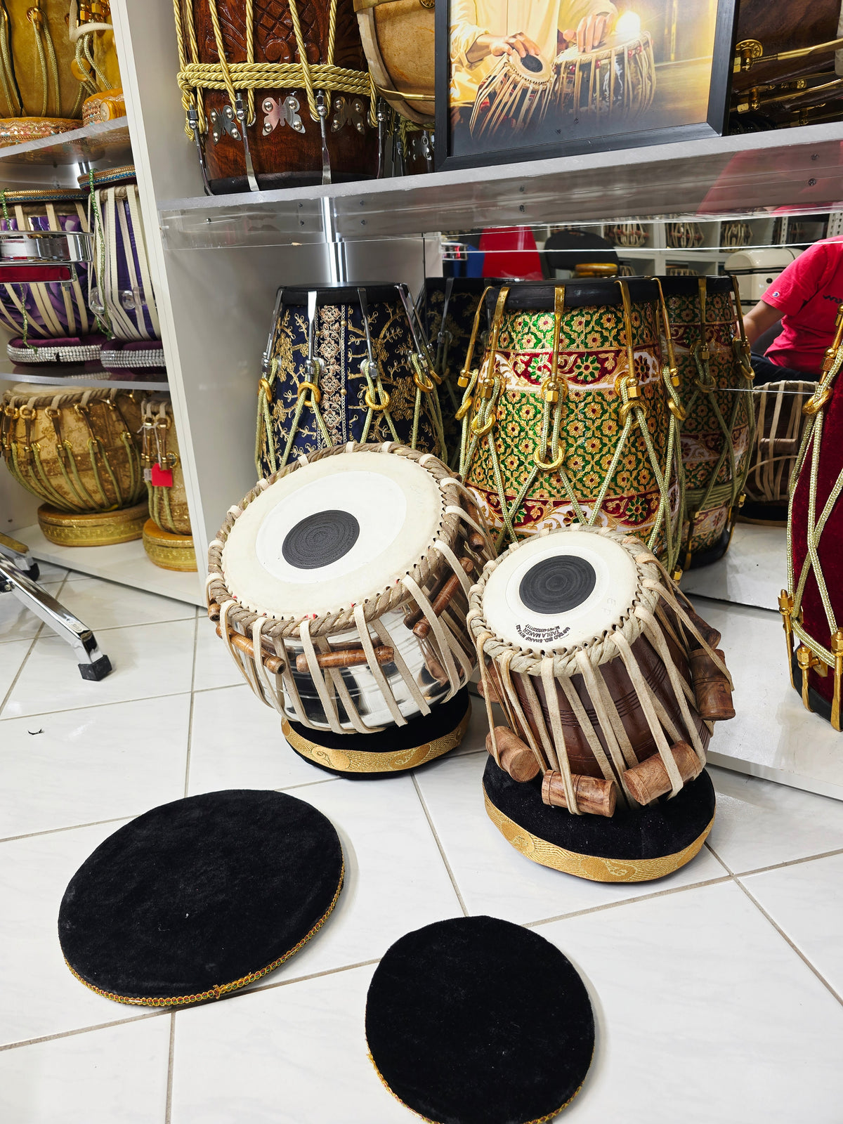 Naad Jyoti Professional Tabla Set | 5.25" E/F Red Sheesham Dayan with Mohd. Sharif Skin & 9.25" Brass Bayan | Very Minor Cosmetic Blemishes