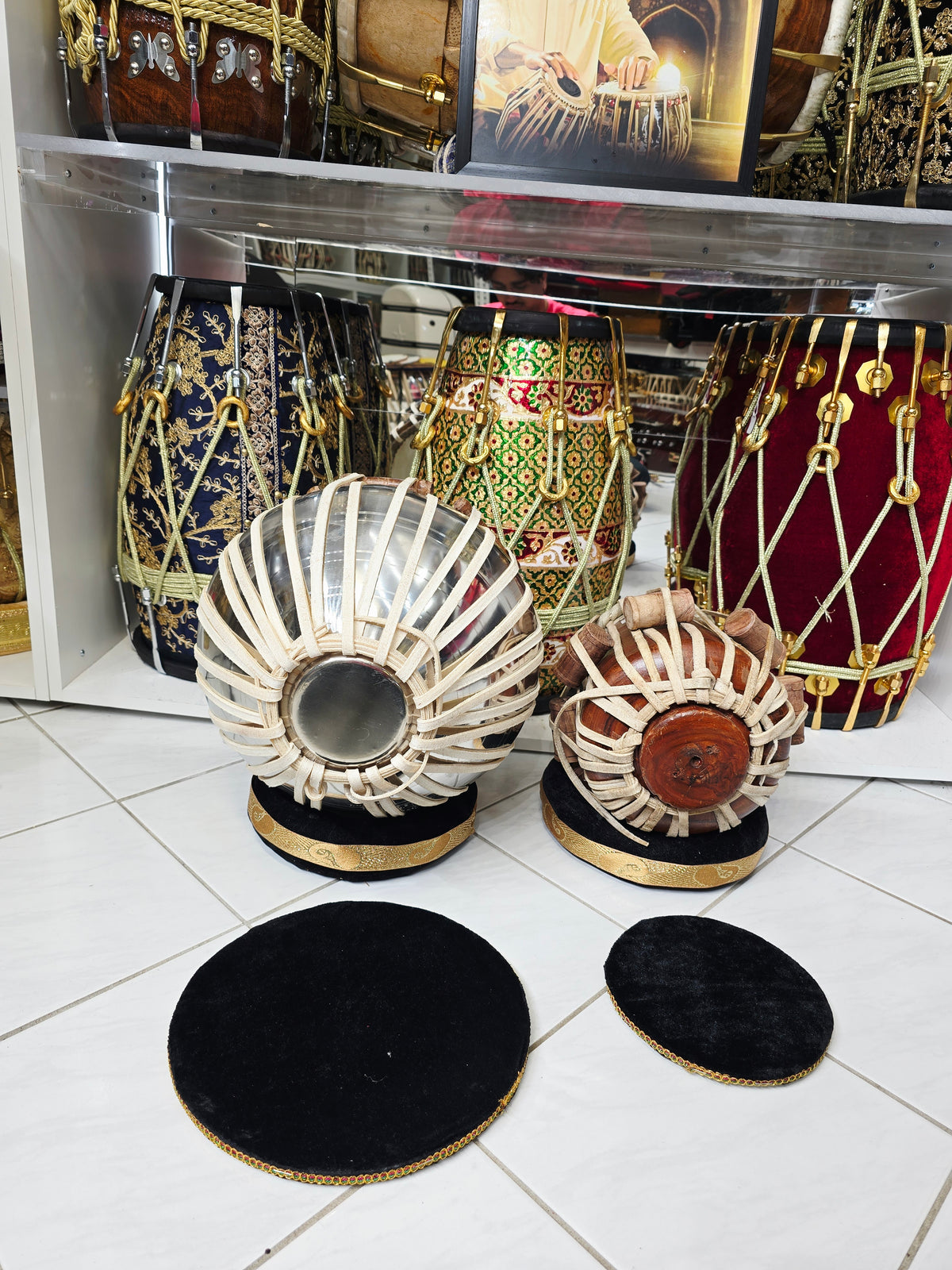 Naad Jyoti Professional Tabla Set | 5.25" E/F Red Sheesham Dayan with Mohd. Sharif Skin & 9.25" Brass Bayan | Very Minor Cosmetic Blemishes