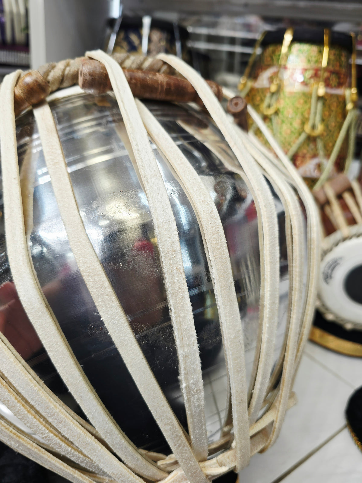 Naad Jyoti Professional Tabla Set | 5.25" E/F Red Sheesham Dayan with Mohd. Sharif Skin & 9.25" Brass Bayan | Very Minor Cosmetic Blemishes