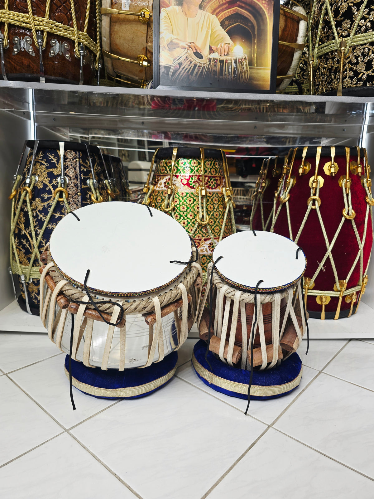 Sur Vistaar Semi-Professional Tabla Set | 5.25" E/D#/D Red Sheesham Dayan & 9.25" Brass Bayan | Very Minor Cosmetic Blemishes