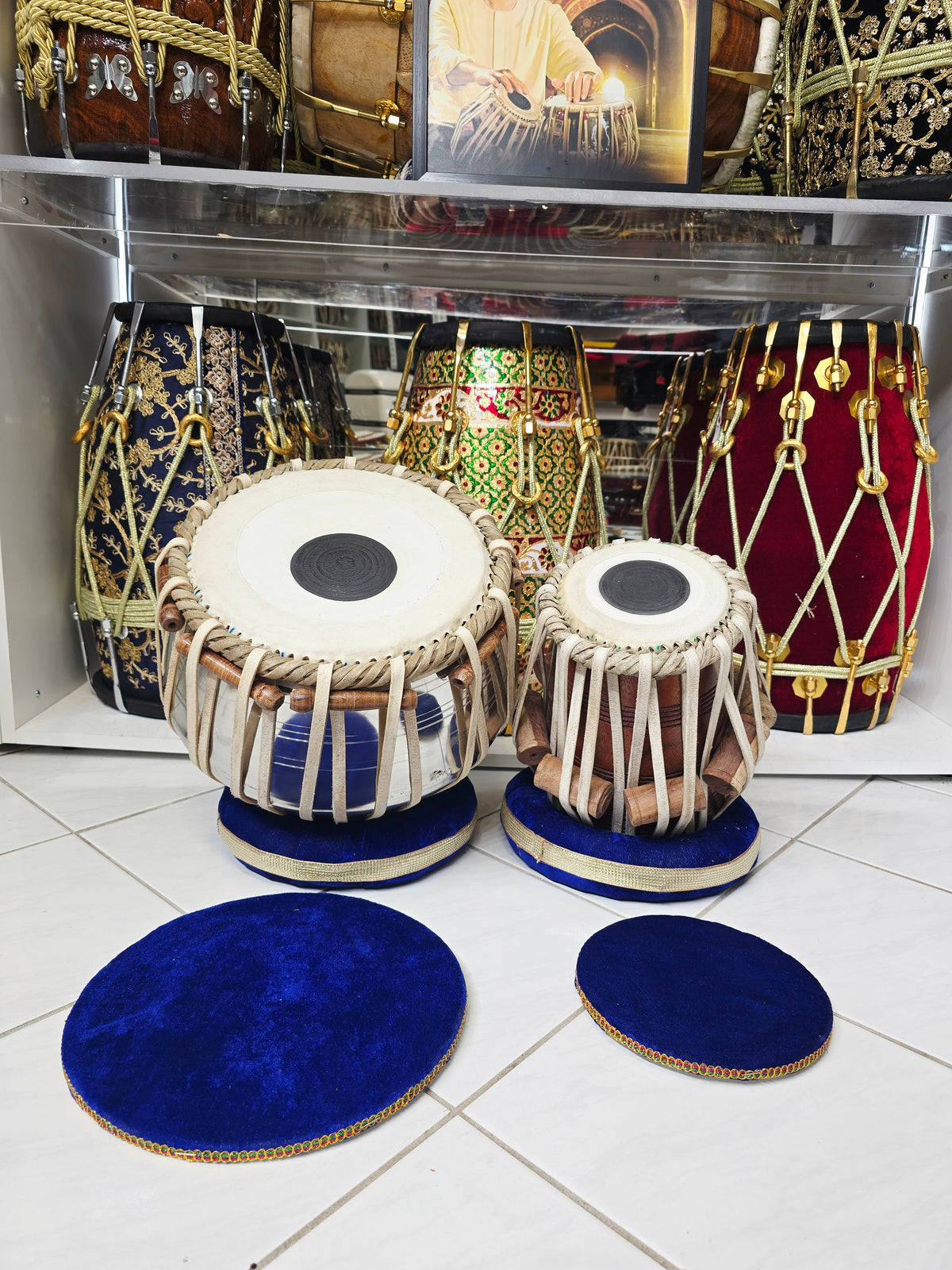 Sur Vistaar Semi-Professional Tabla Set | 5.25" E/D#/D Red Sheesham Dayan & 9.25" Brass Bayan | Very Minor Cosmetic Blemishes