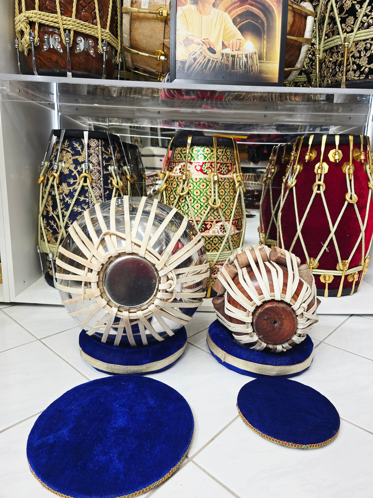 Sur Vistaar Semi-Professional Tabla Set | 5.25" E/D#/D Red Sheesham Dayan & 9.25" Brass Bayan | Very Minor Cosmetic Blemishes