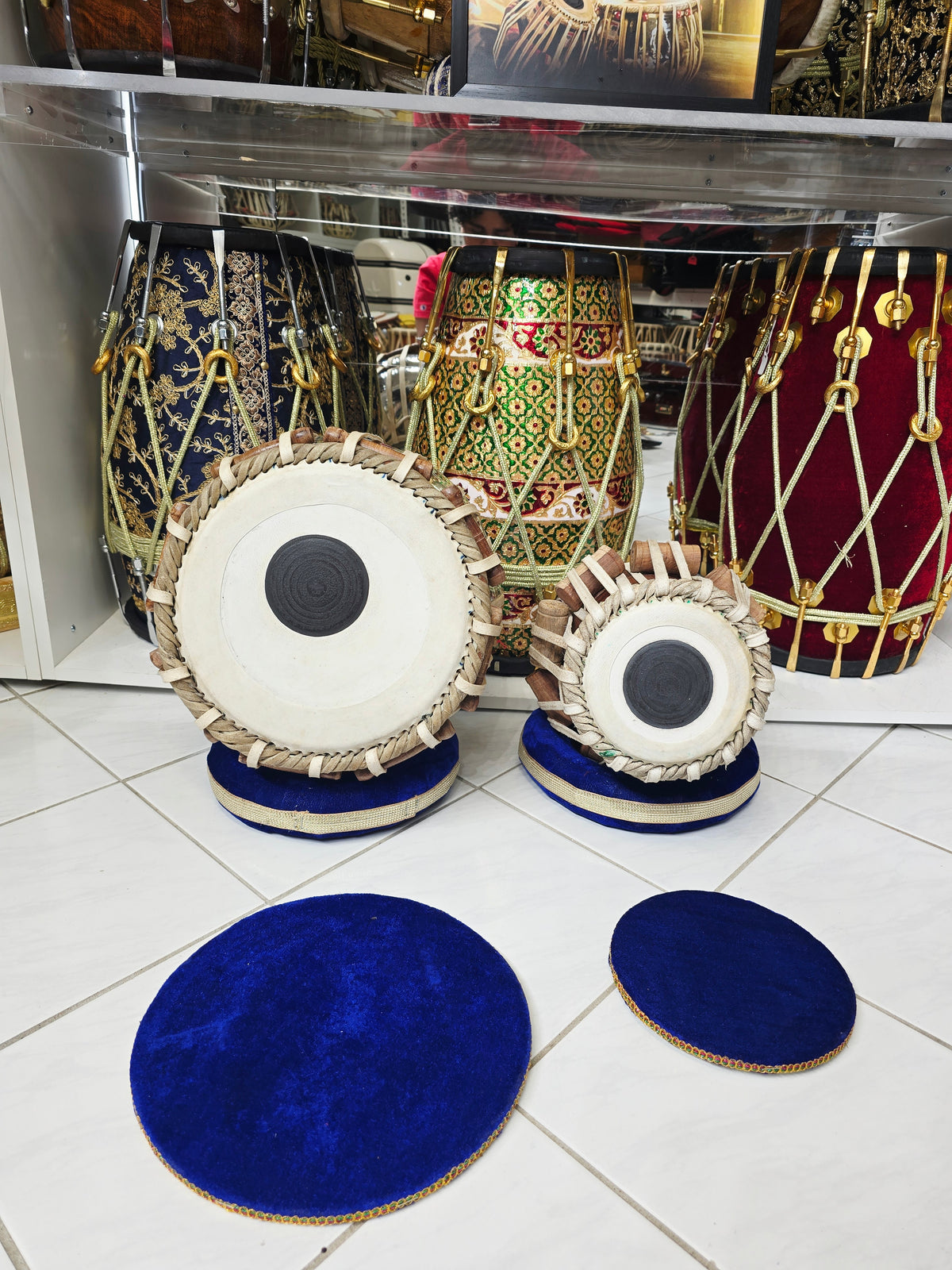 Sur Vistaar Semi-Professional Tabla Set | 5.25" E/D#/D Red Sheesham Dayan & 9.25" Brass Bayan | Very Minor Cosmetic Blemishes