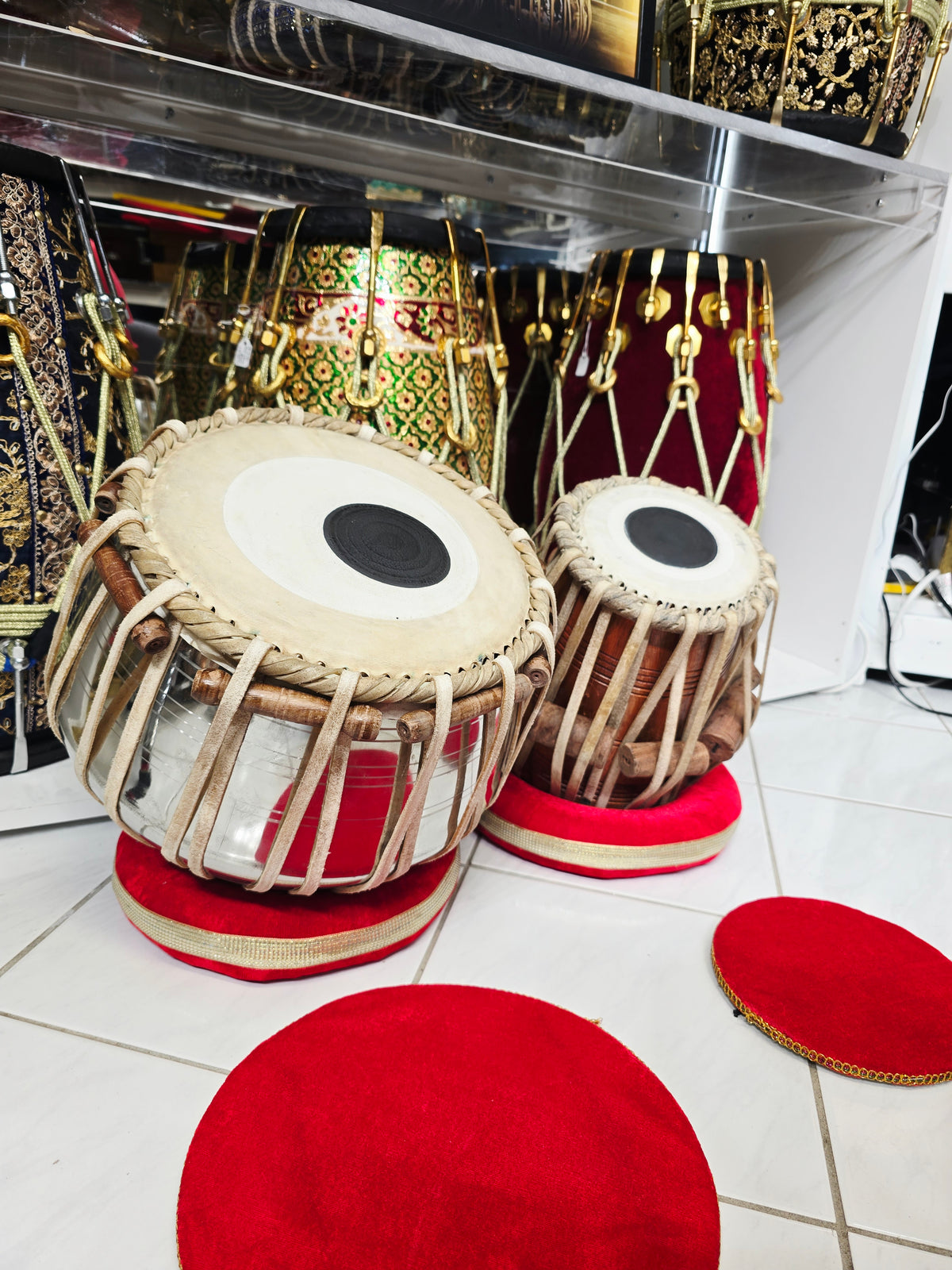 Naad Vistaar Semi-Professional Tabla Set | 5.5" E/D#/D Red Sheesham Dayan & 9.25" Brass Bayan | Very Minor Cosmetic Blemishes