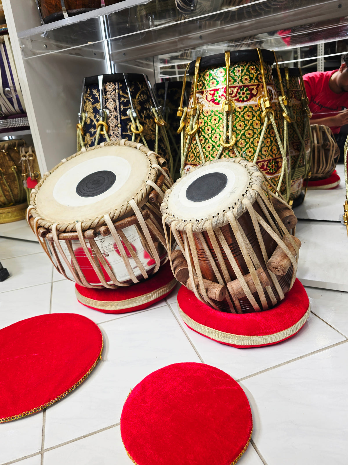Naad Vistaar Semi-Professional Tabla Set | 5.5" E/D#/D Red Sheesham Dayan & 9.25" Brass Bayan | Very Minor Cosmetic Blemishes