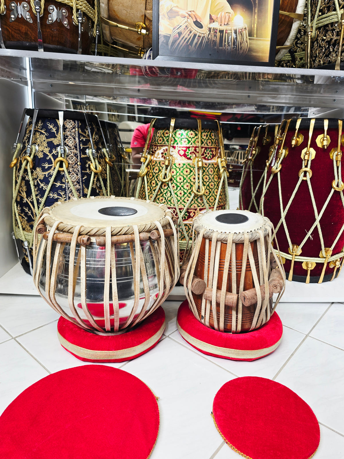 Naad Vistaar Semi-Professional Tabla Set | 5.5" E/D#/D Red Sheesham Dayan & 9.25" Brass Bayan | Very Minor Cosmetic Blemishes